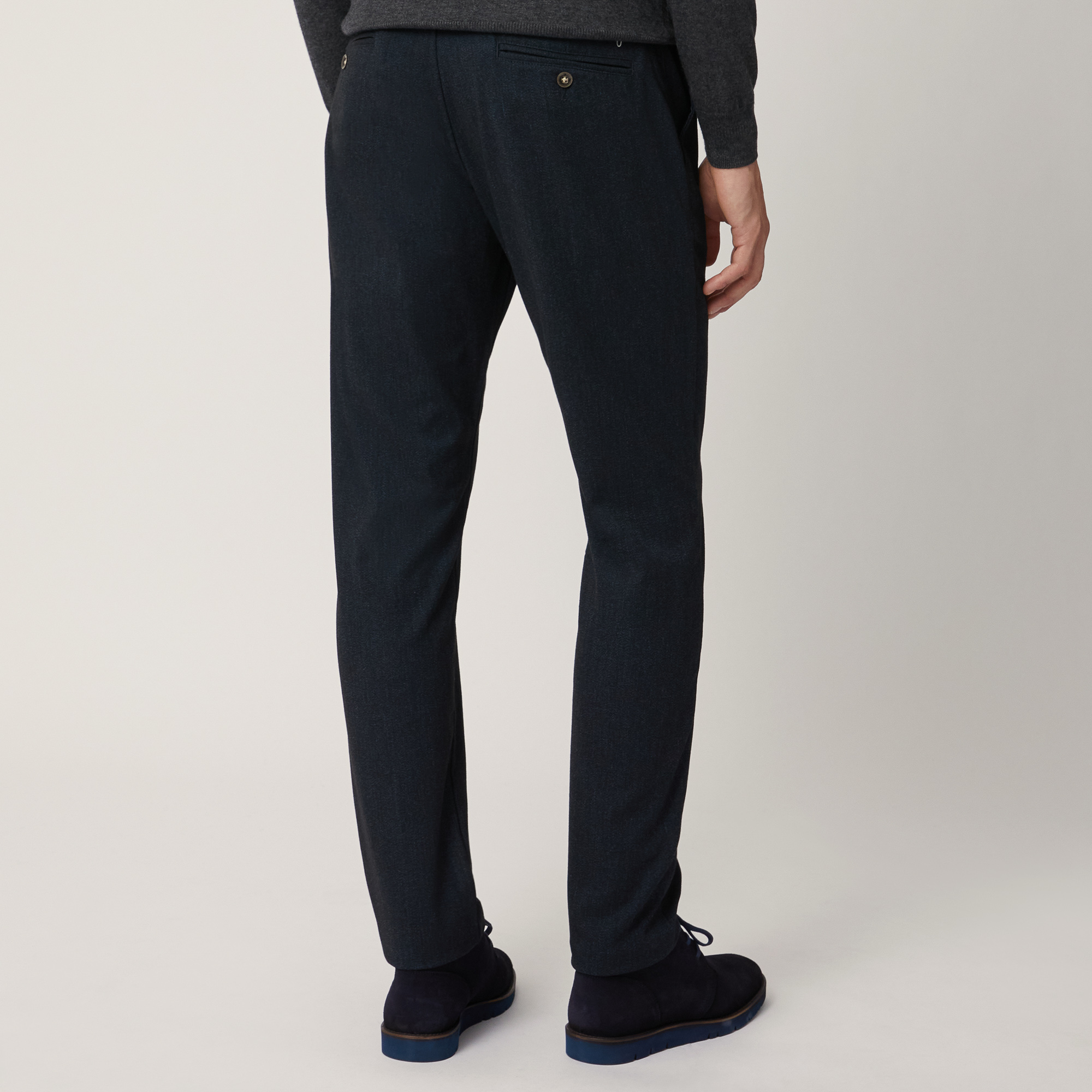 Pantaloni In Cotone Stretch, Blu, large image number 1