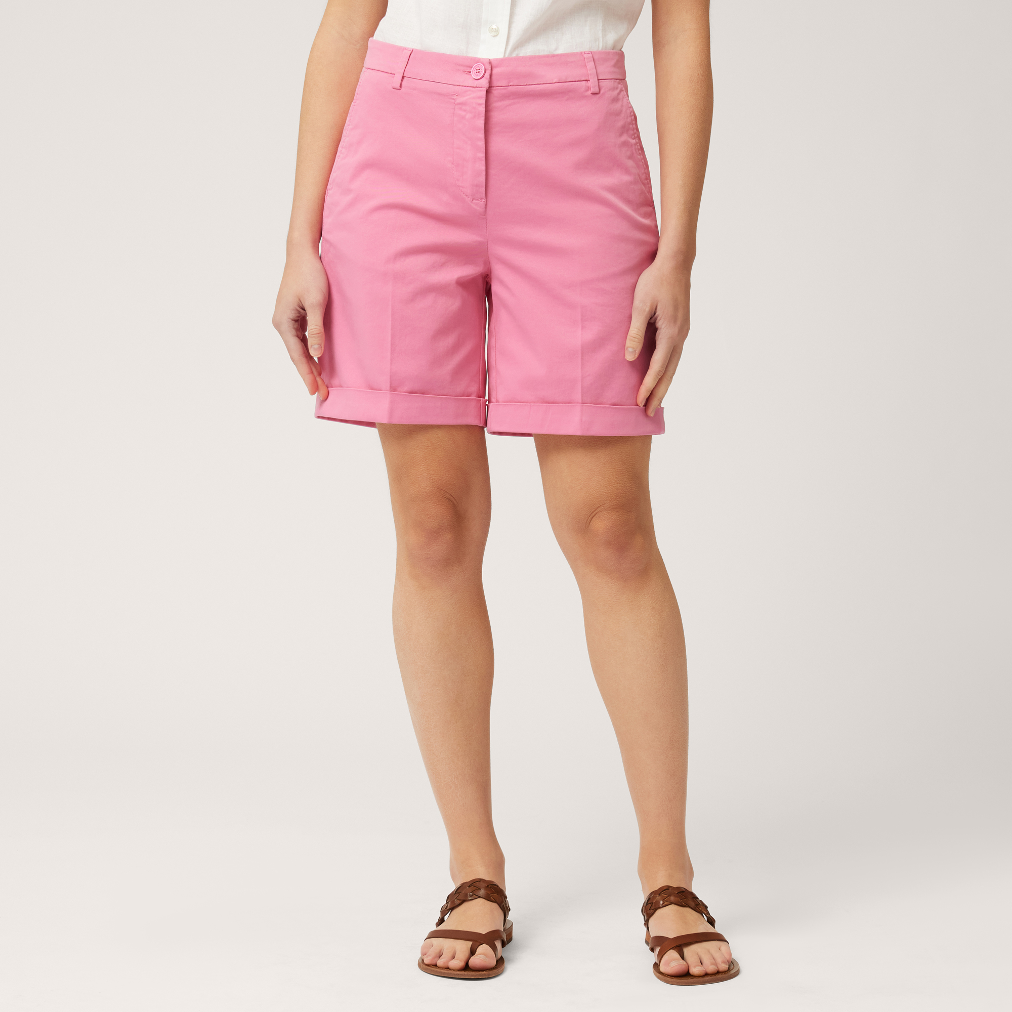 Stretch Cotton Shorts, Hibiscus, large