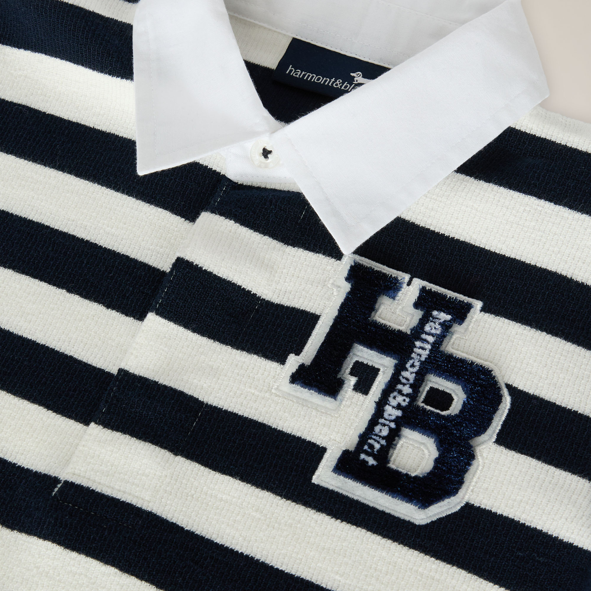 Heavy Jersey Striped Polo, Navy Blue, large image number 2