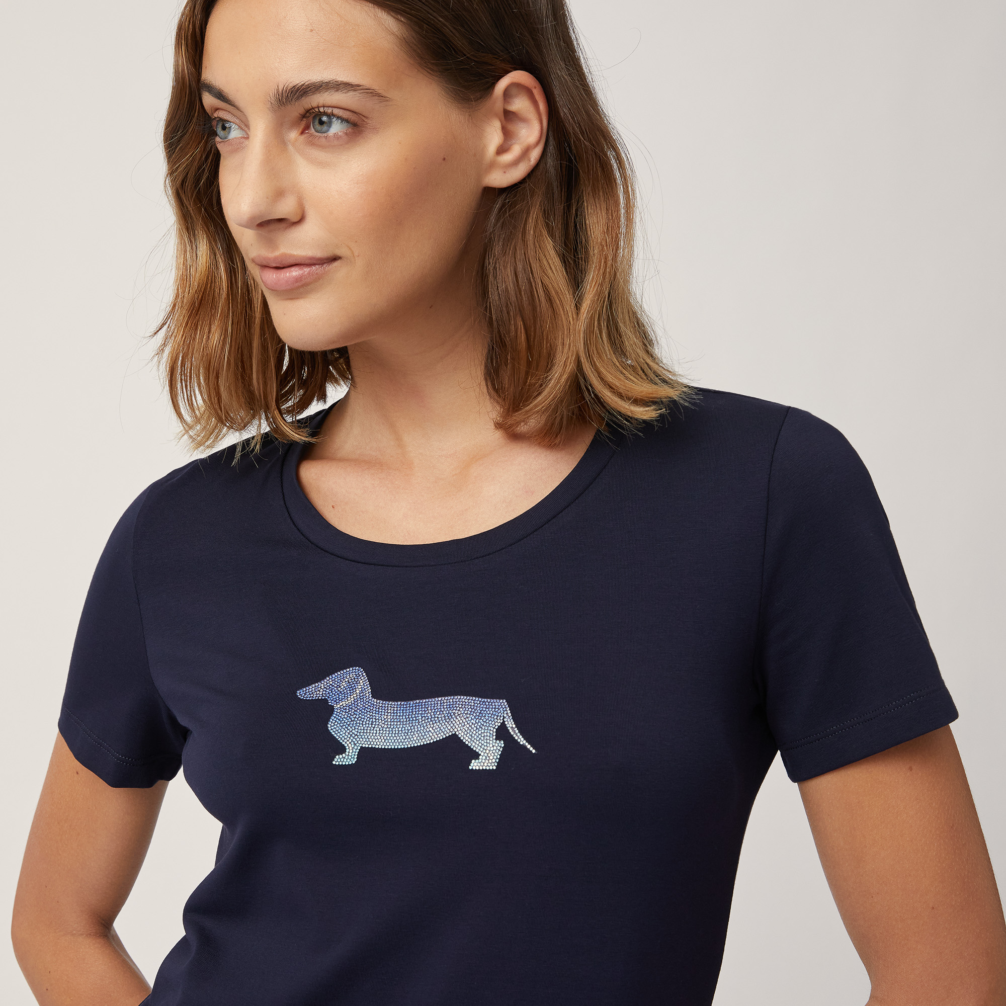 T-Shirt with Dachshund Logo, Blu, large image number 2