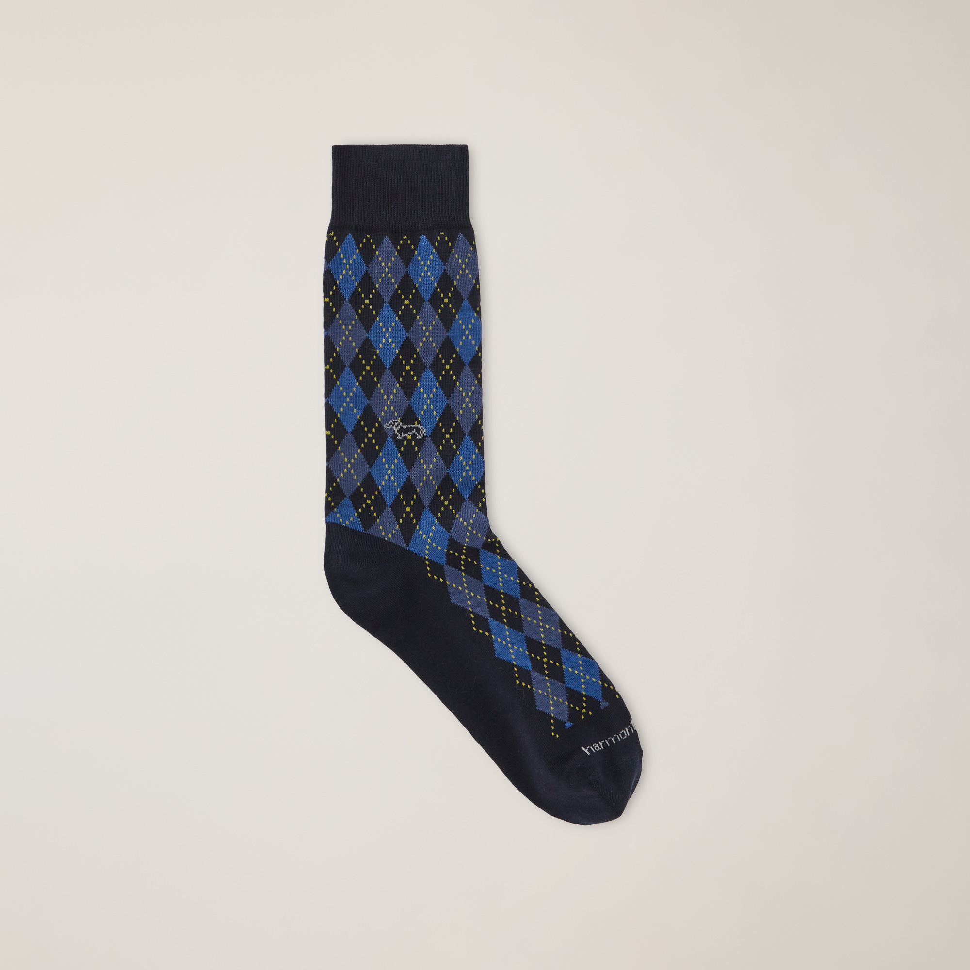 Short Argyle Patterned Socks, Blu, large image number 0