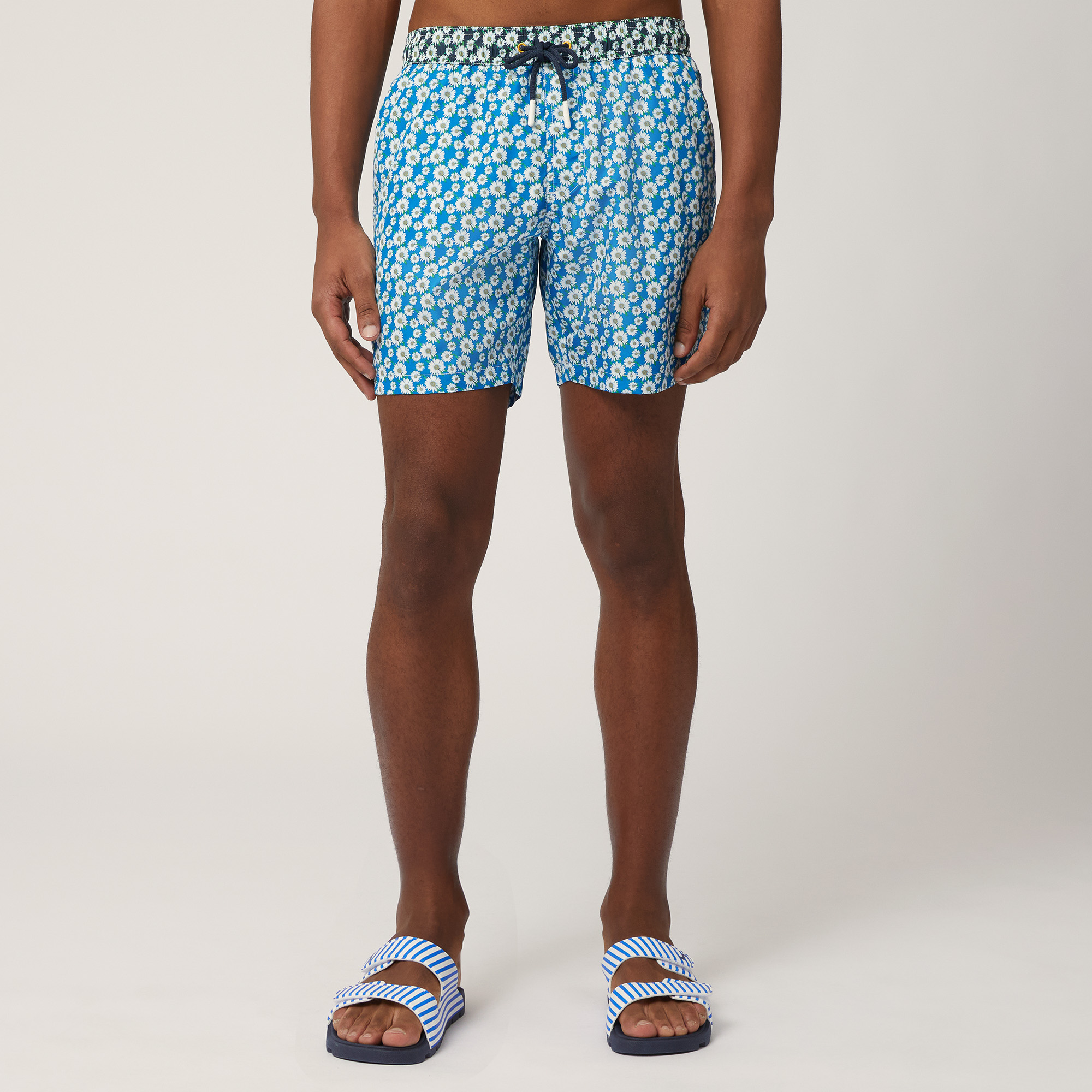 Swim Trunks with Daisies, Light Blue, large image number 0