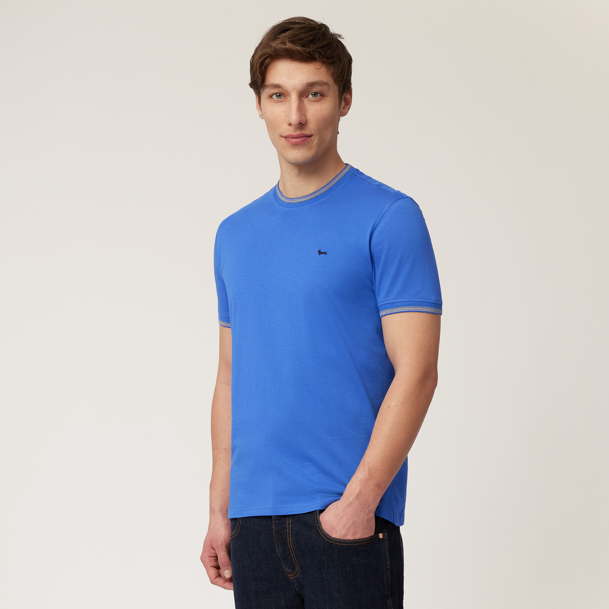 T-Shirt with Striped Details, Light Blue, large image number 0