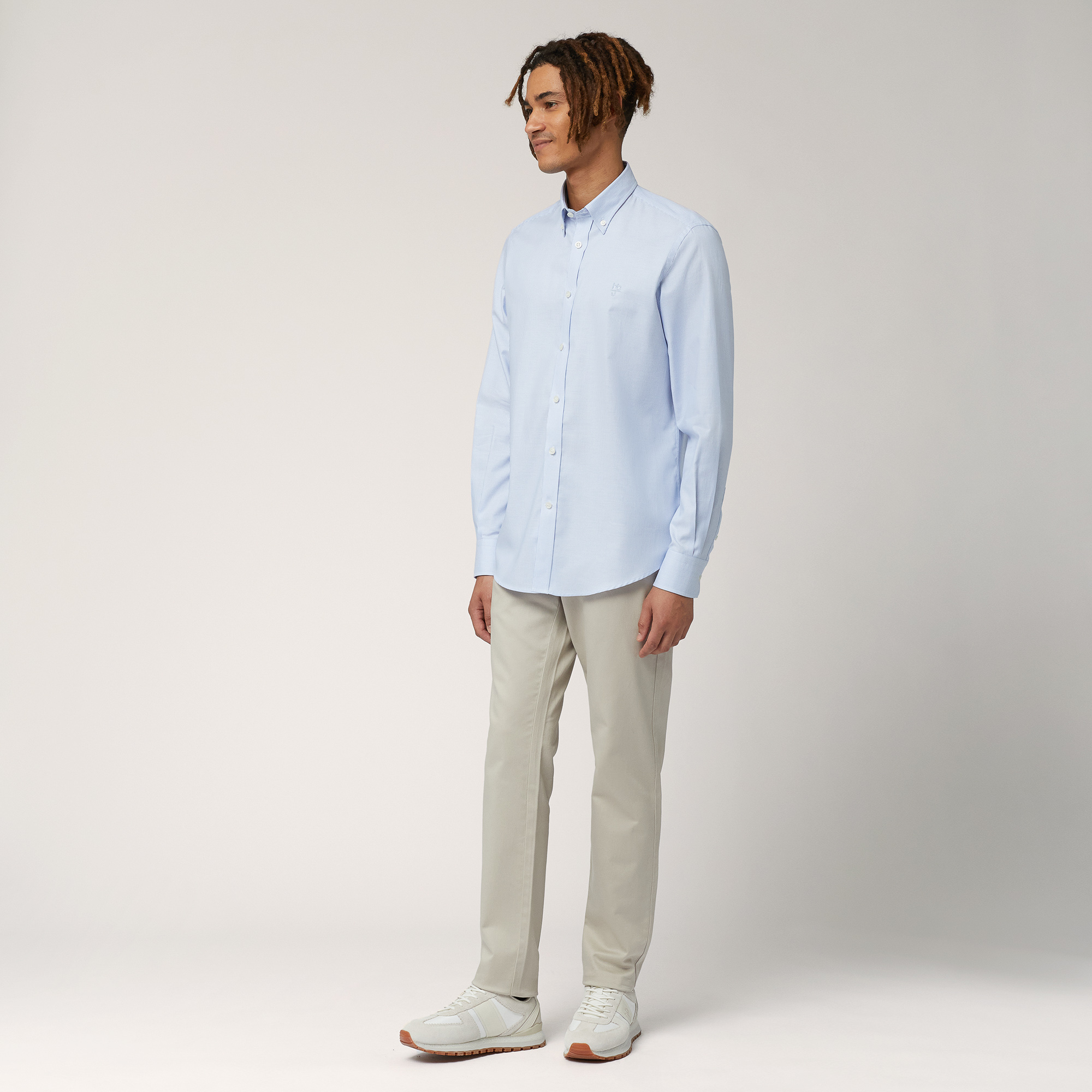 Fine-Striped Shirt, Light Blue, large image number 3