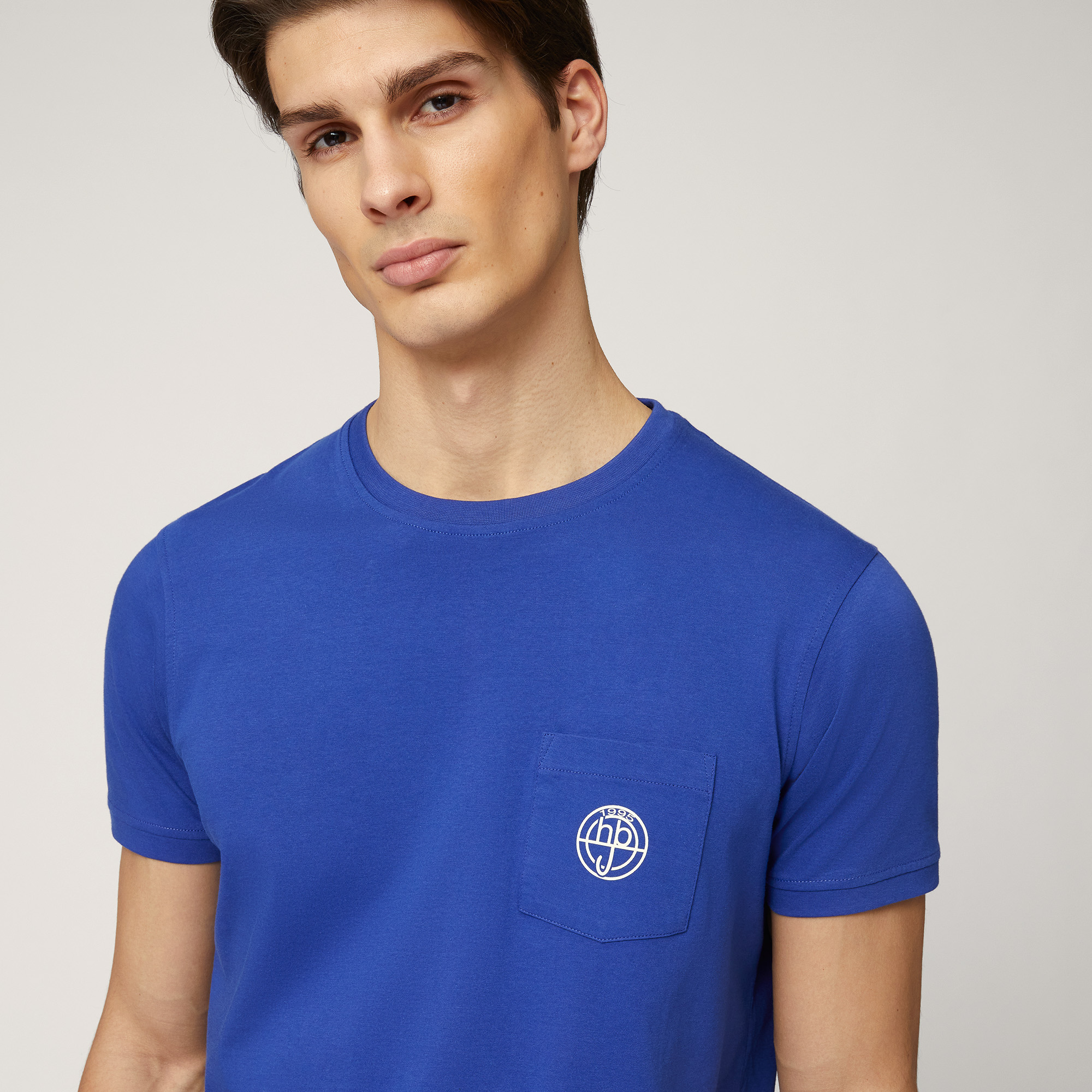 T-Shirt with Branded Pocket, Electric Blue, large image number 2