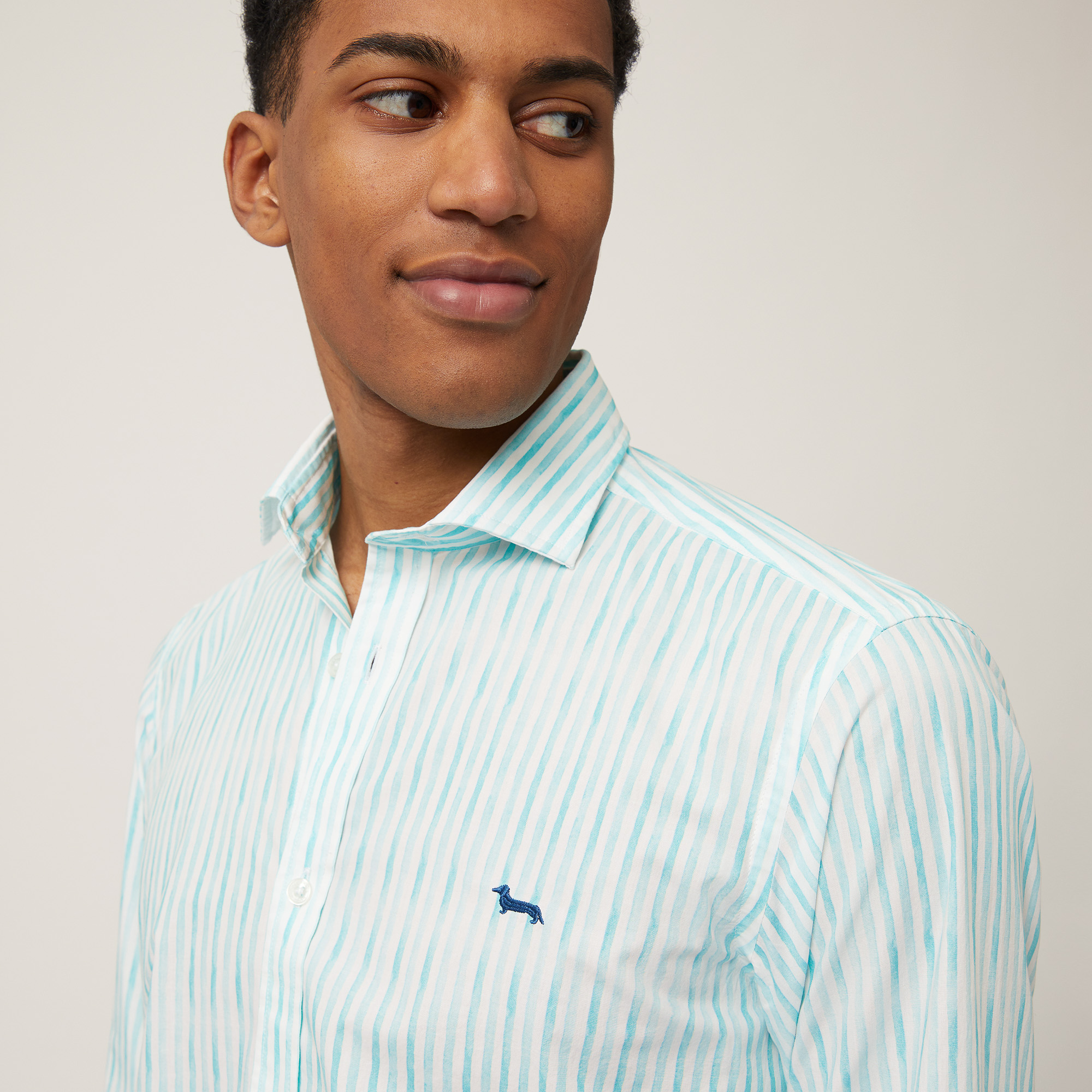 Gradient Stripe Shirt, Turquoise, large image number 2