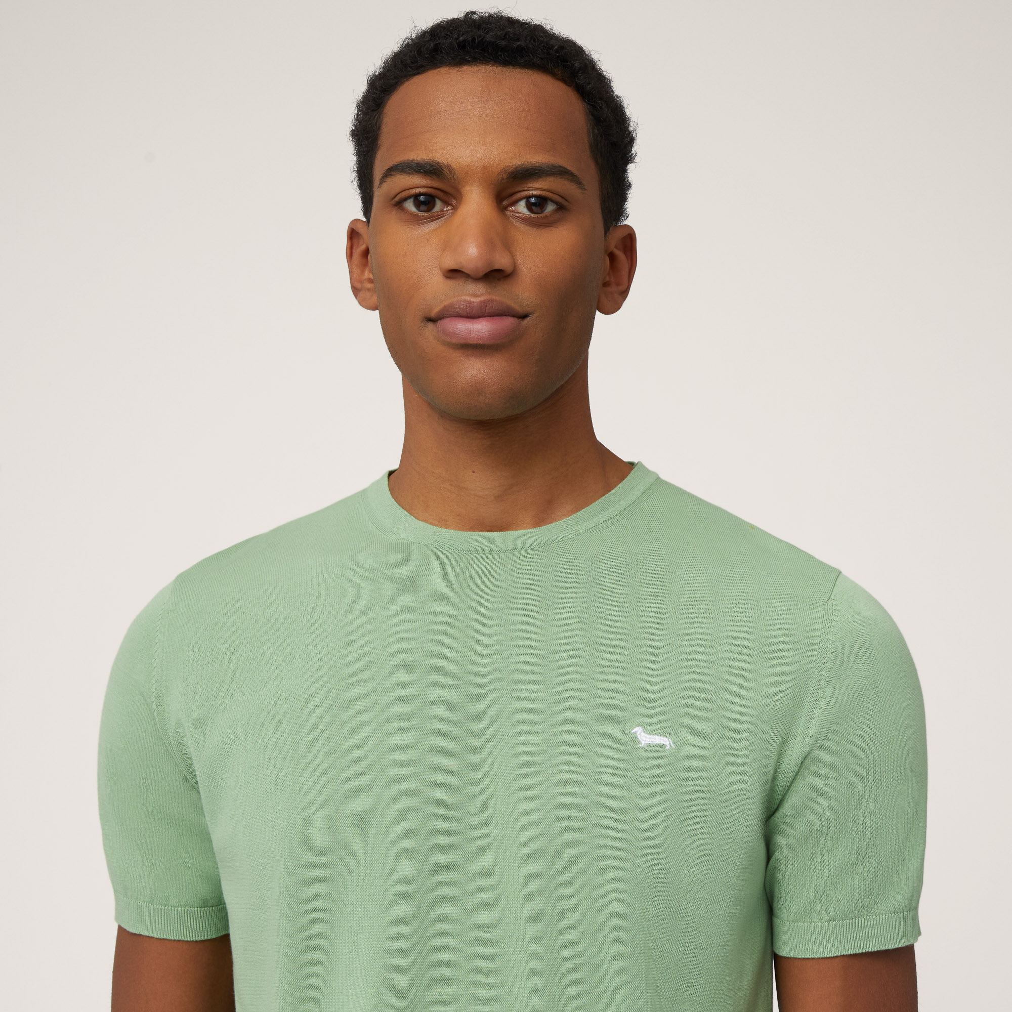 Cotton Knit T-Shirt, Light Green, large image number 2