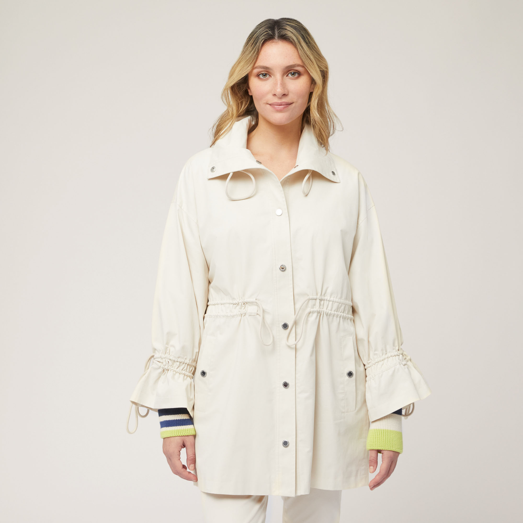 Duster Coat with Double Drawstring, Beige, large image number 0