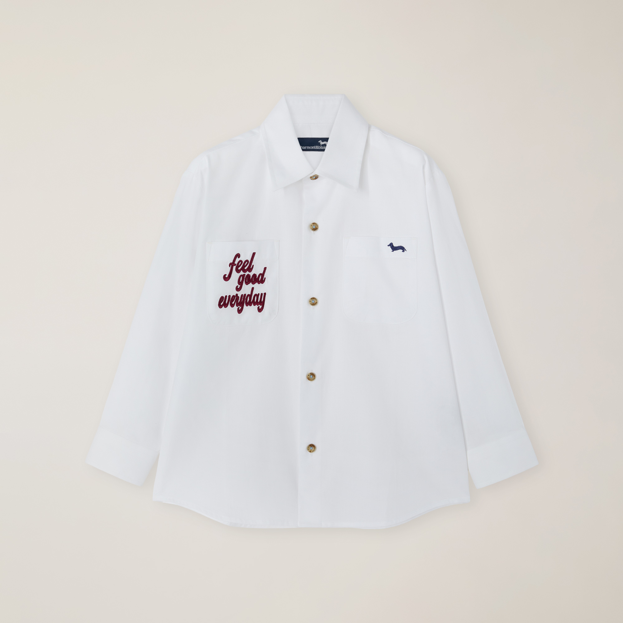 Oxford Cotton Shirt With 3D Embroidery, White, large image number 0