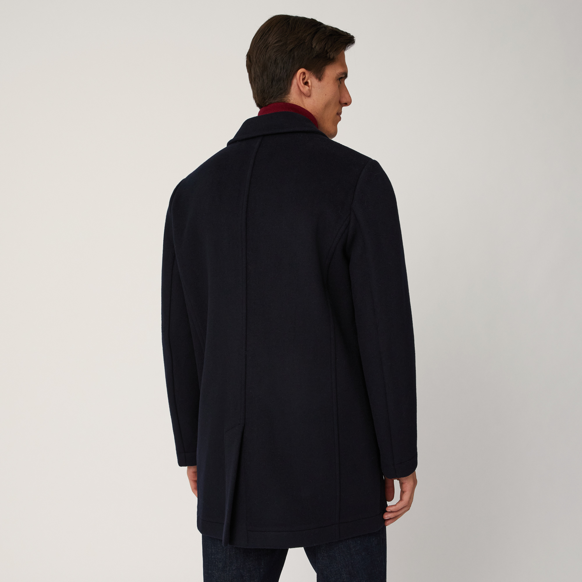 Wool Coat with Logo, Blue , large image number 1