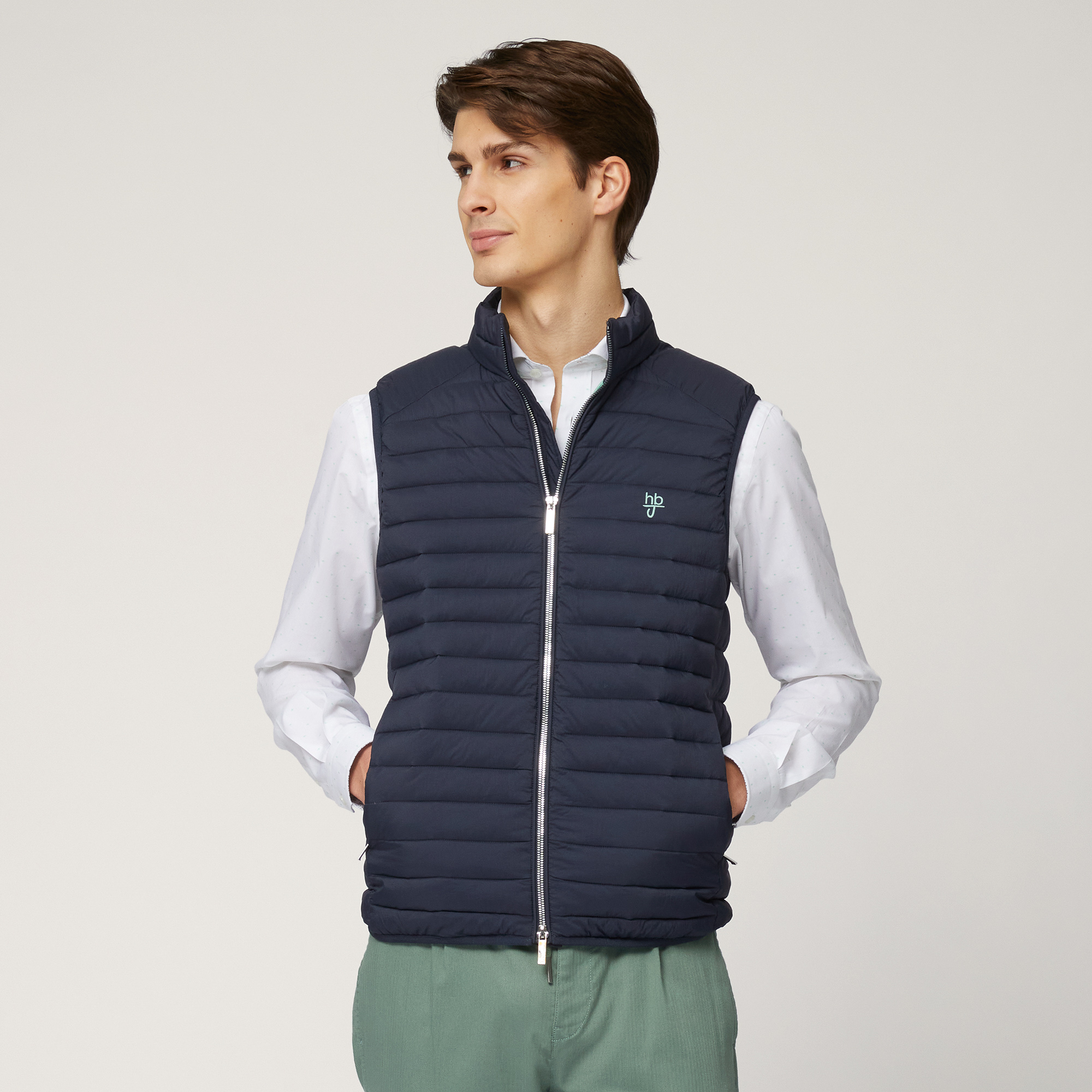 Gilet In Nylon Trapuntato, Blu Scuro, large image number 0