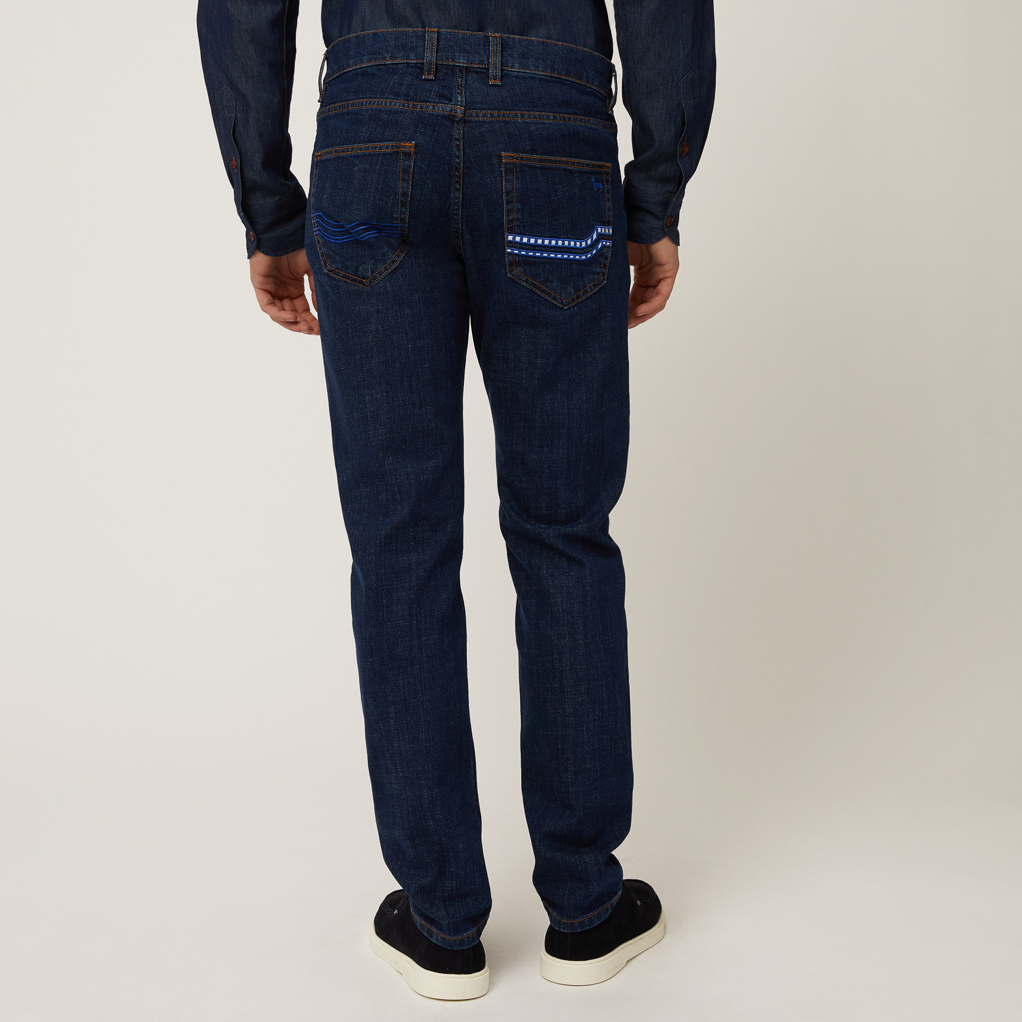 Pantaloni In Denim Con Ricami