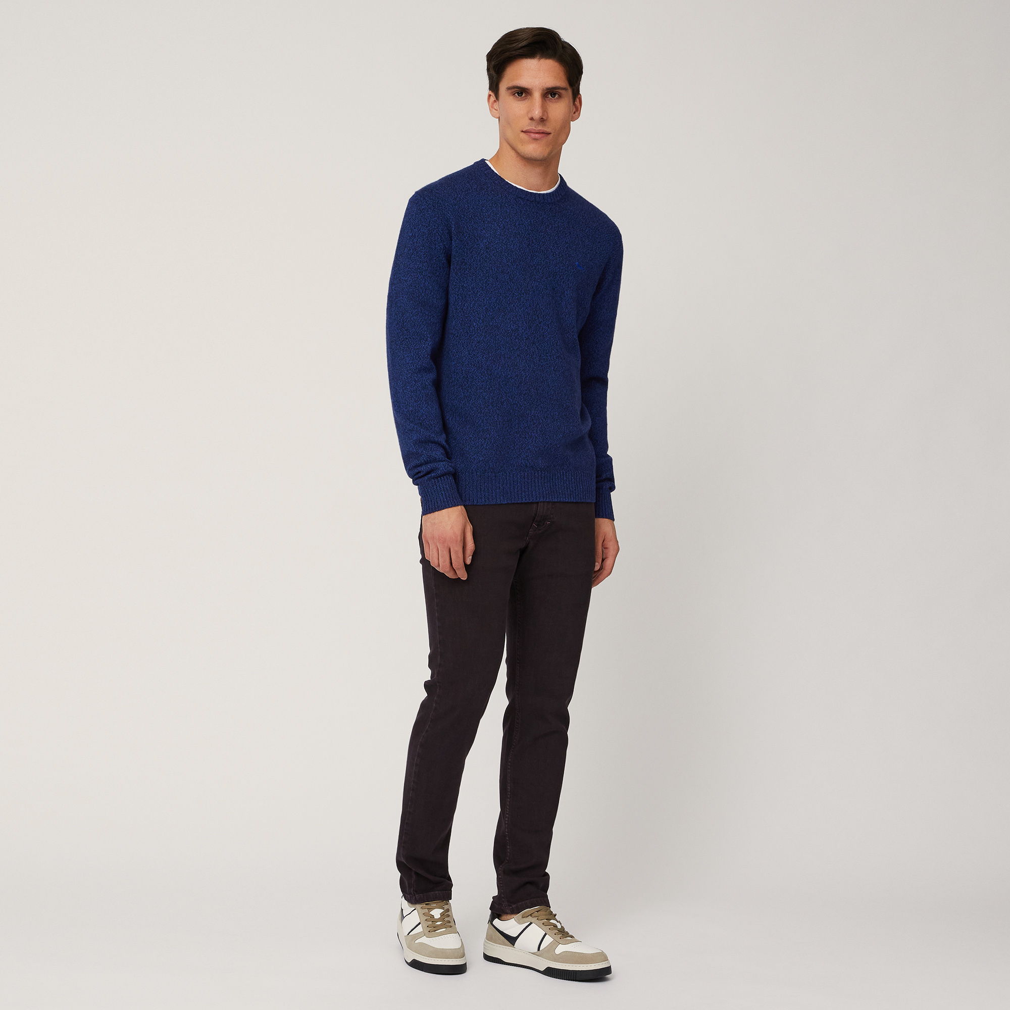 Mouliné Wool Blend Pullover, Blu, large image number 3