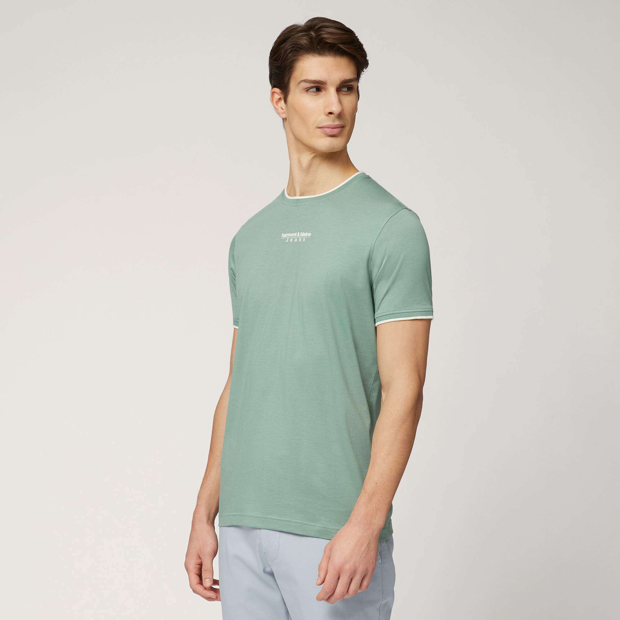 T-Shirt with Lettering, Moss Green, large image number 0