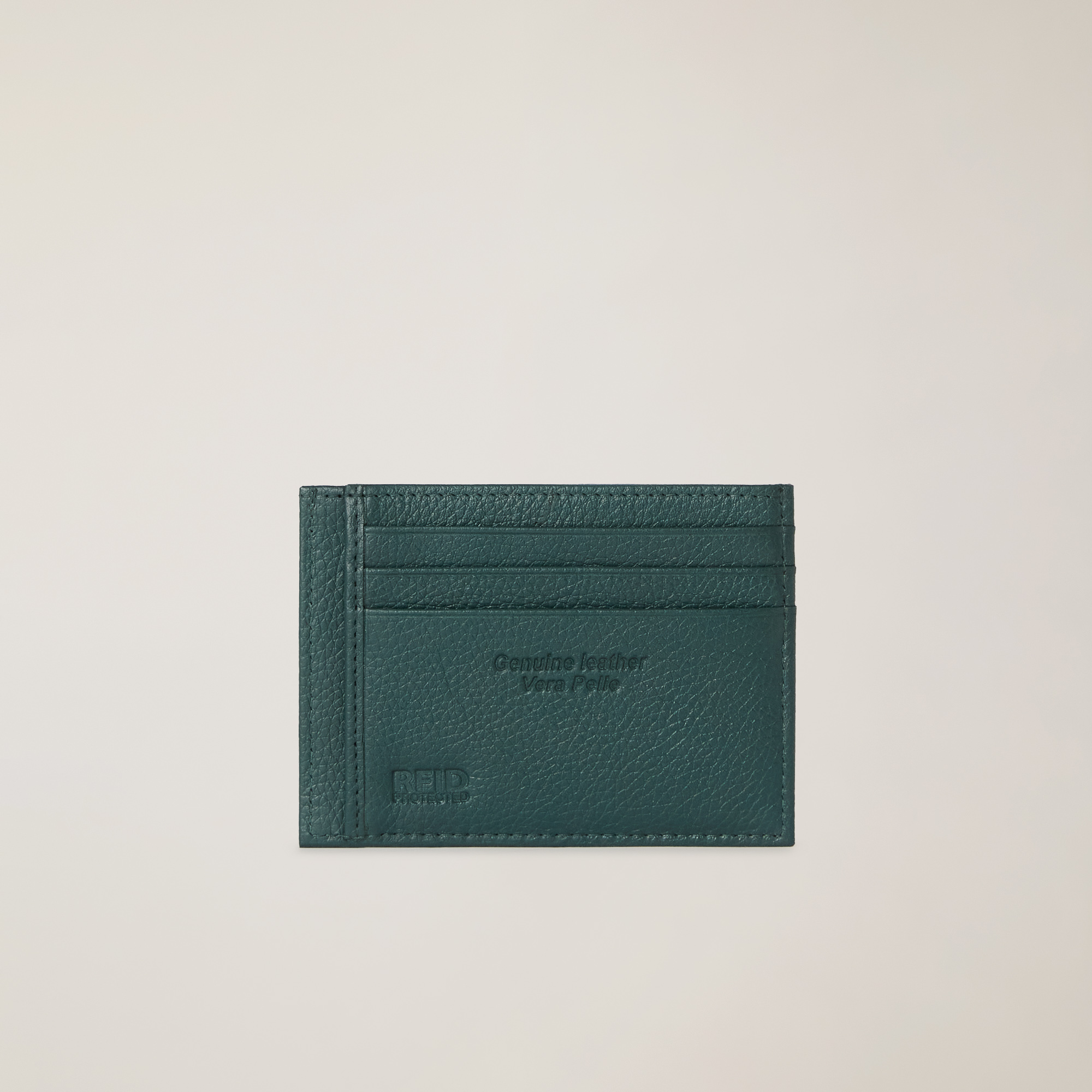 Leather Card Holder with Logo, Green, large image number 1