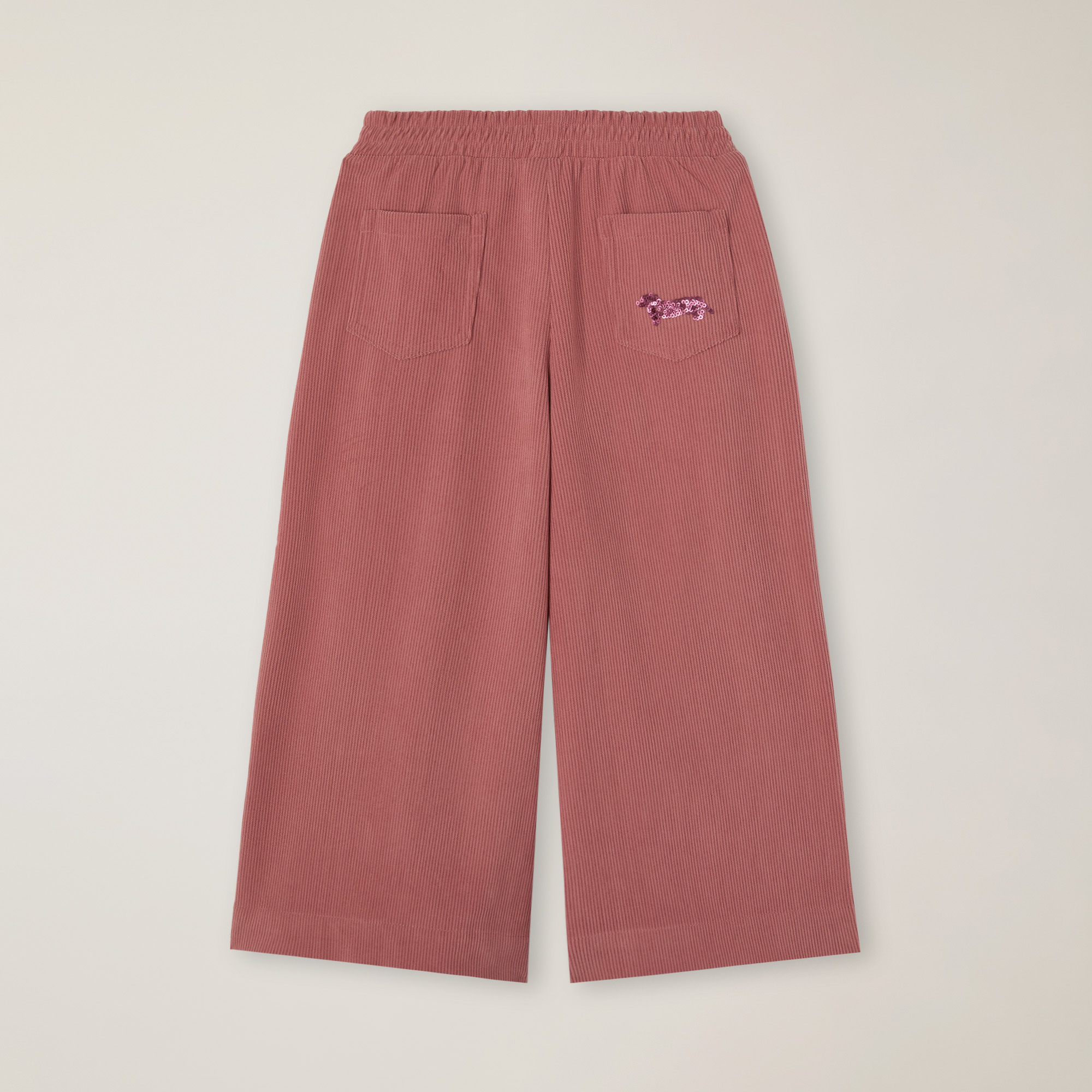 Corduroy Palazzo Pants With Sequin Logo, Silk Pink, large image number 1