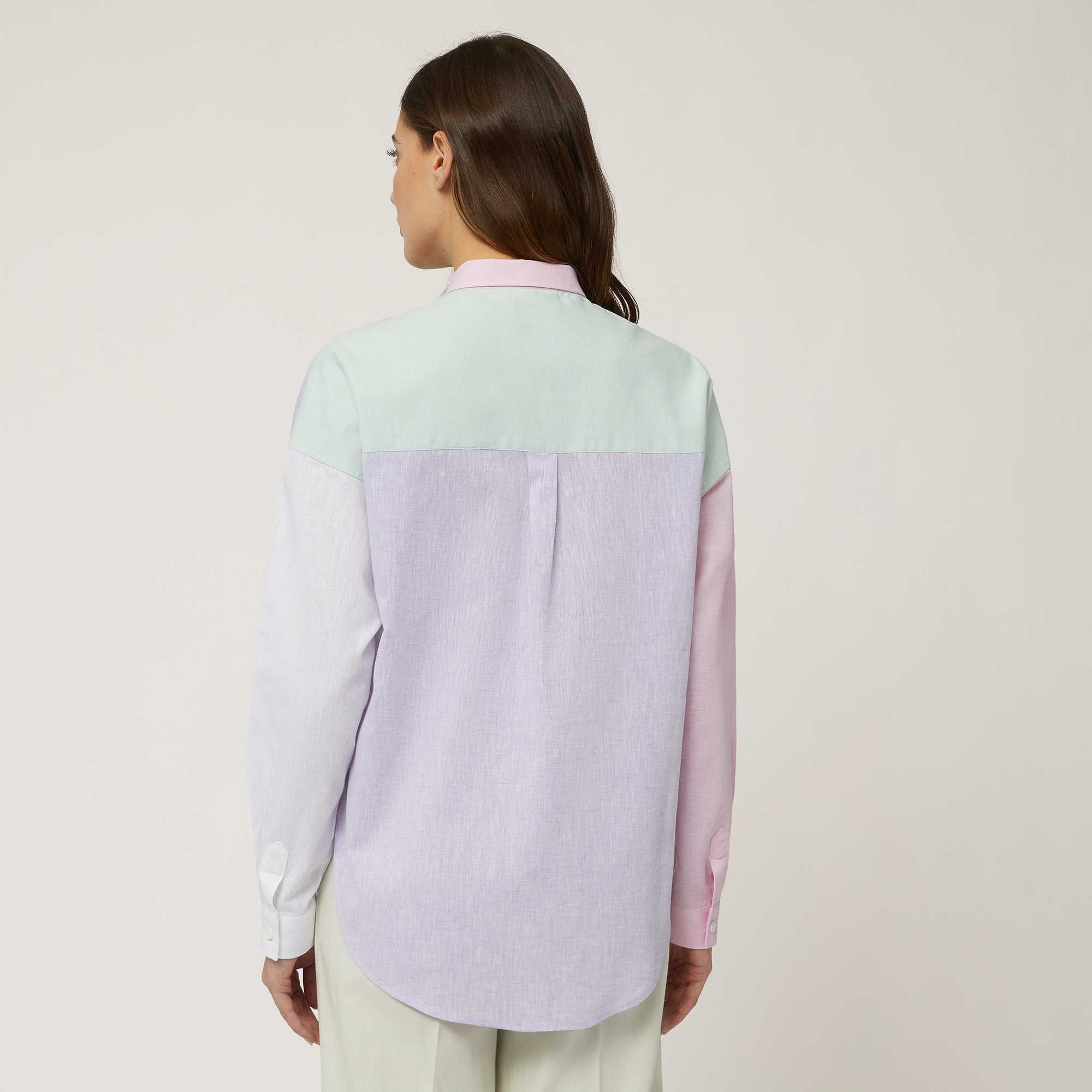 Linen-Blend Patchwork Shirt