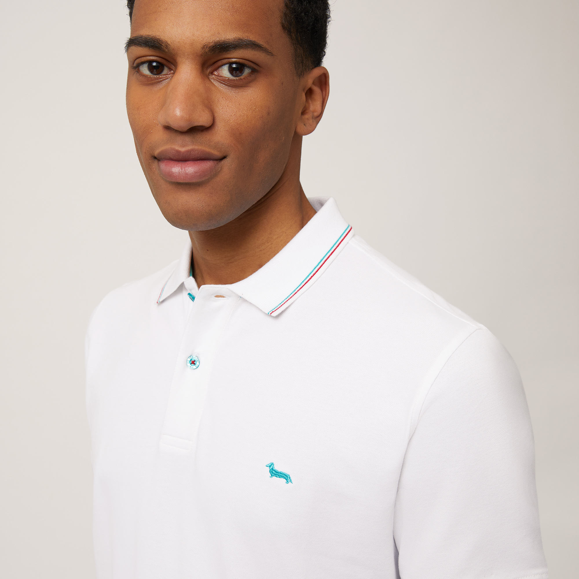 Polo with Striped Details, White, large image number 2