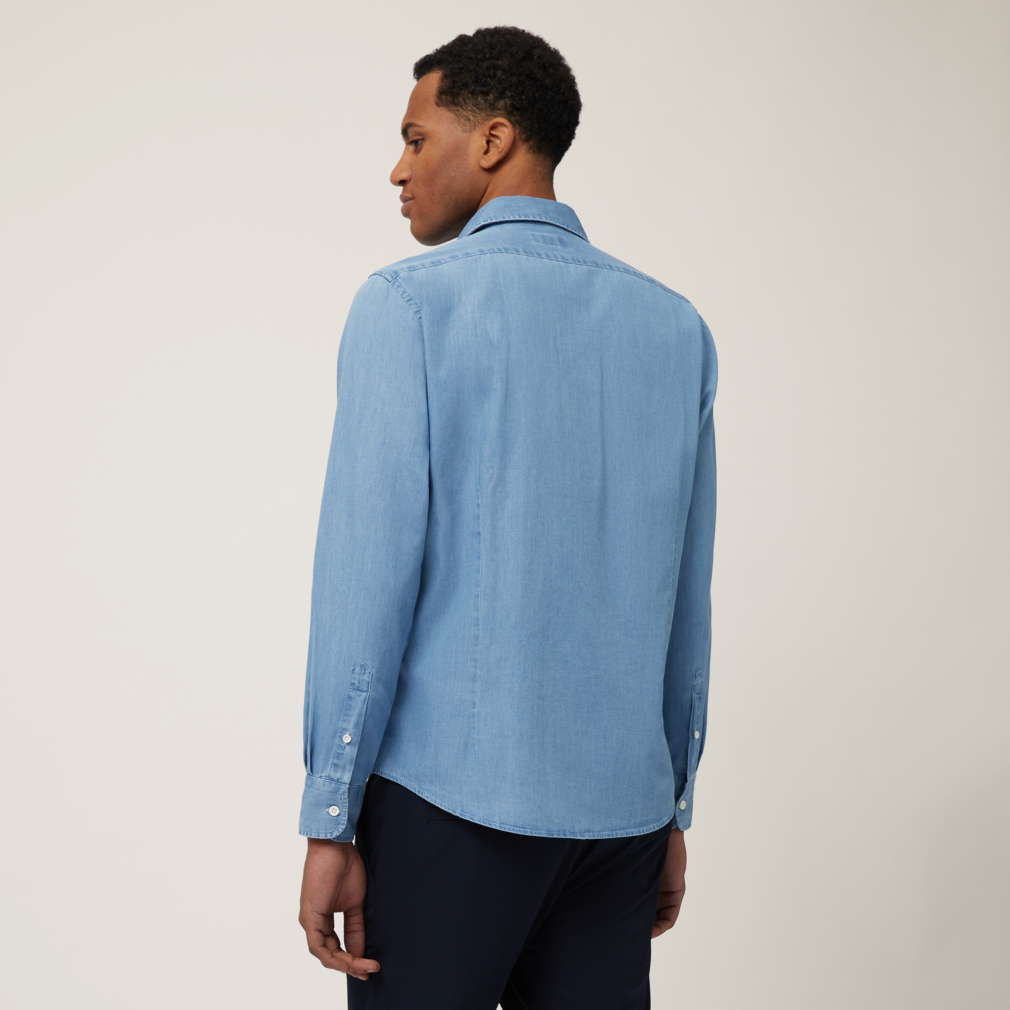 Denim Shirt with Pleats