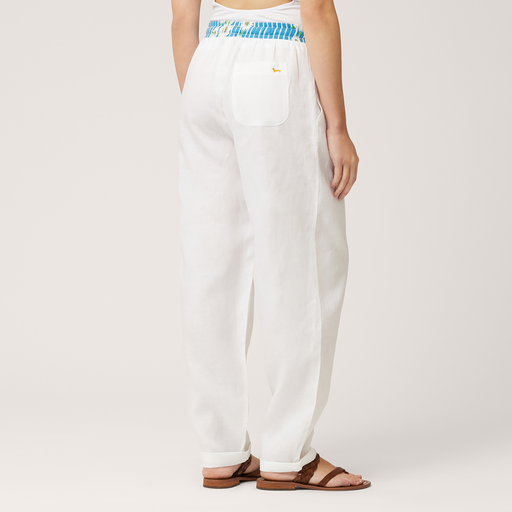 Pants with Printed Waist, White, large image number 1