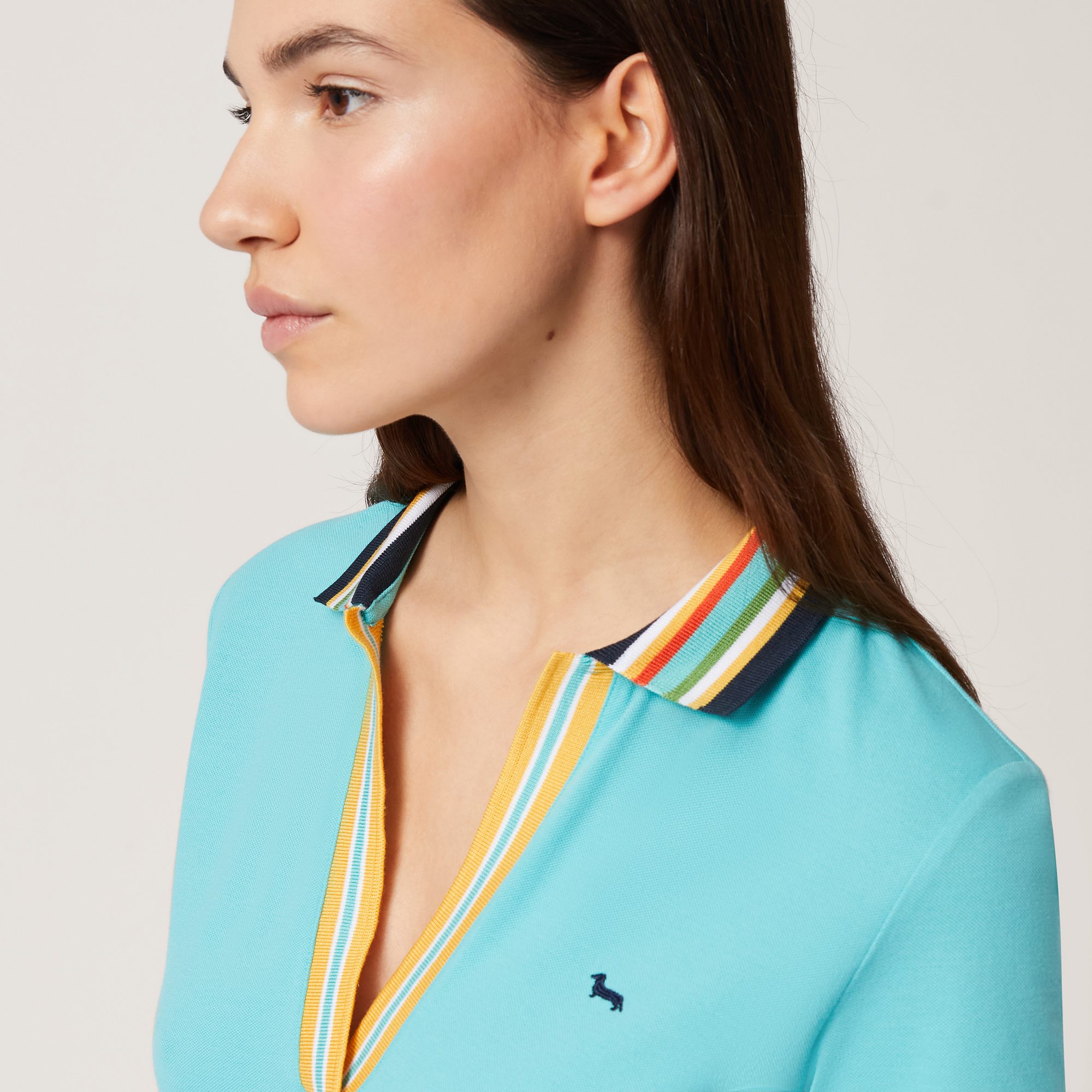 Polo with Striped Rib, Turquoise, large image number 2