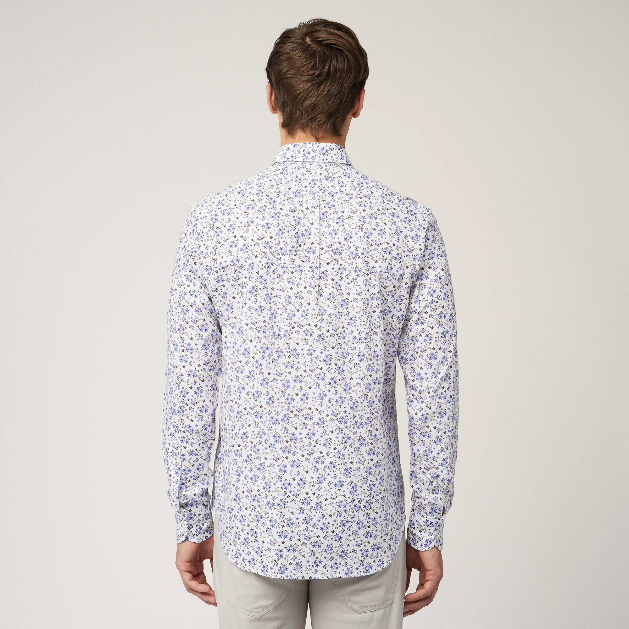 Cotton Floral Shirt, Electric Blue, large image number 1