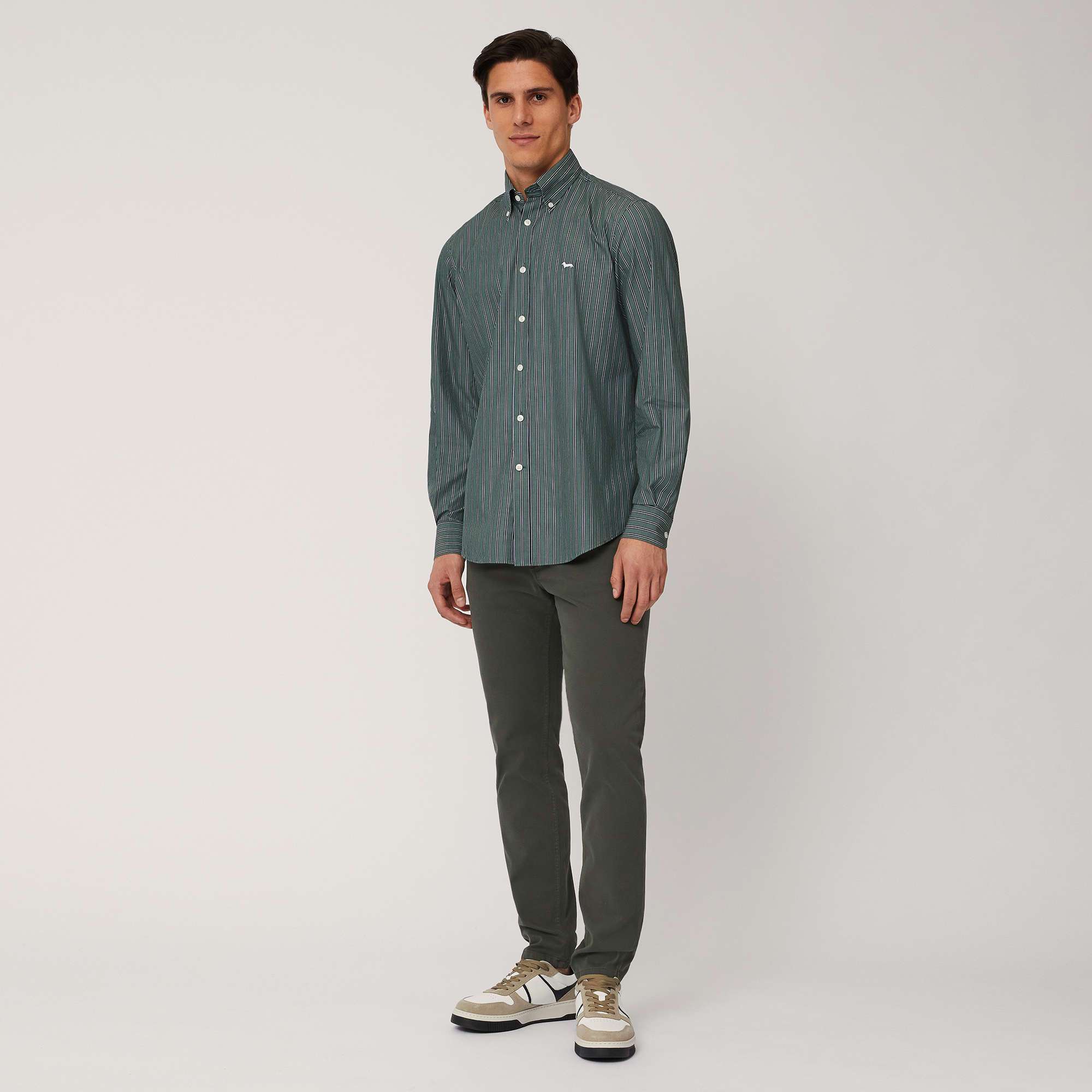 Pure Cotton Striped Shirt, Verde, large image number 3