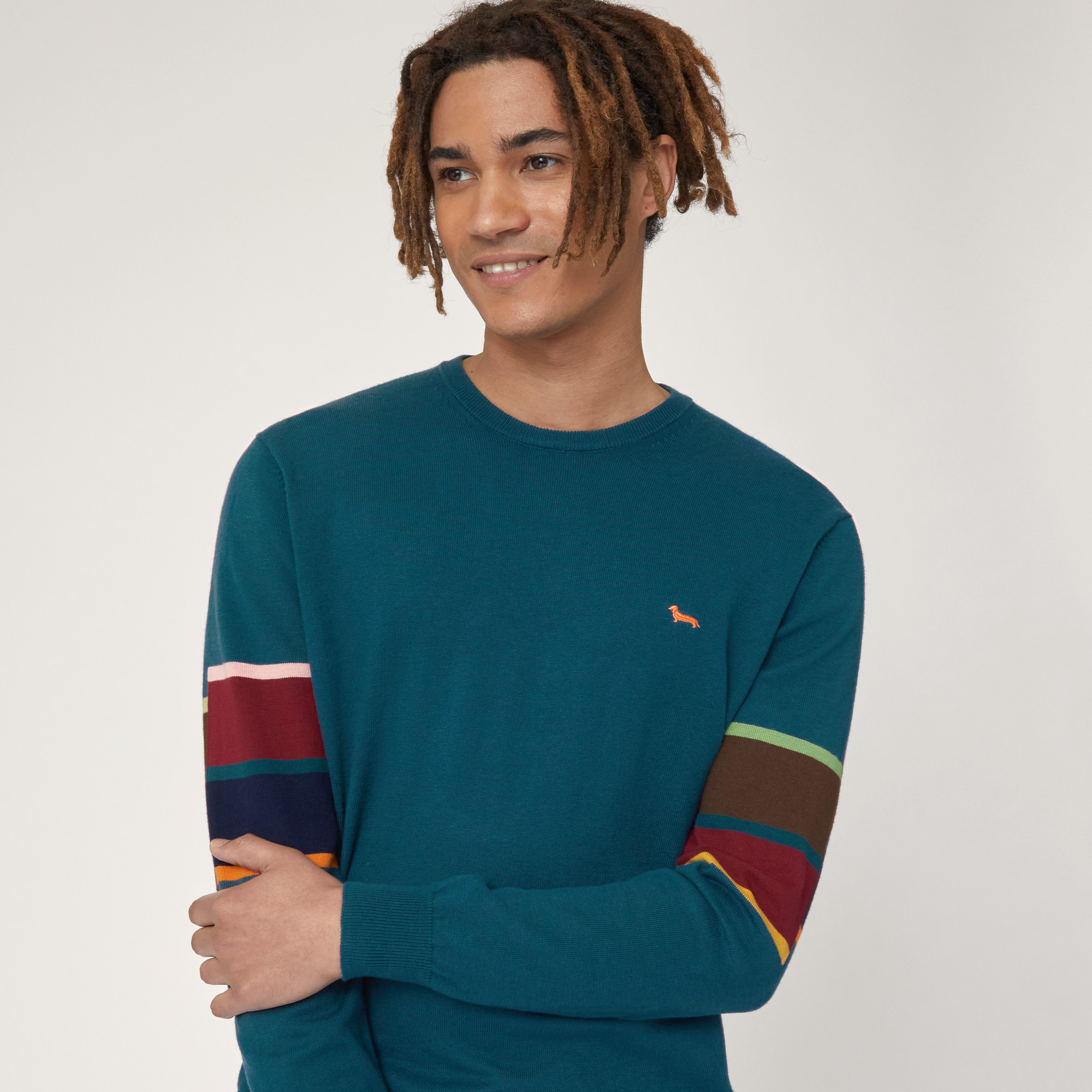 Color Block Sleeve Pullover, Blue, large image number 2