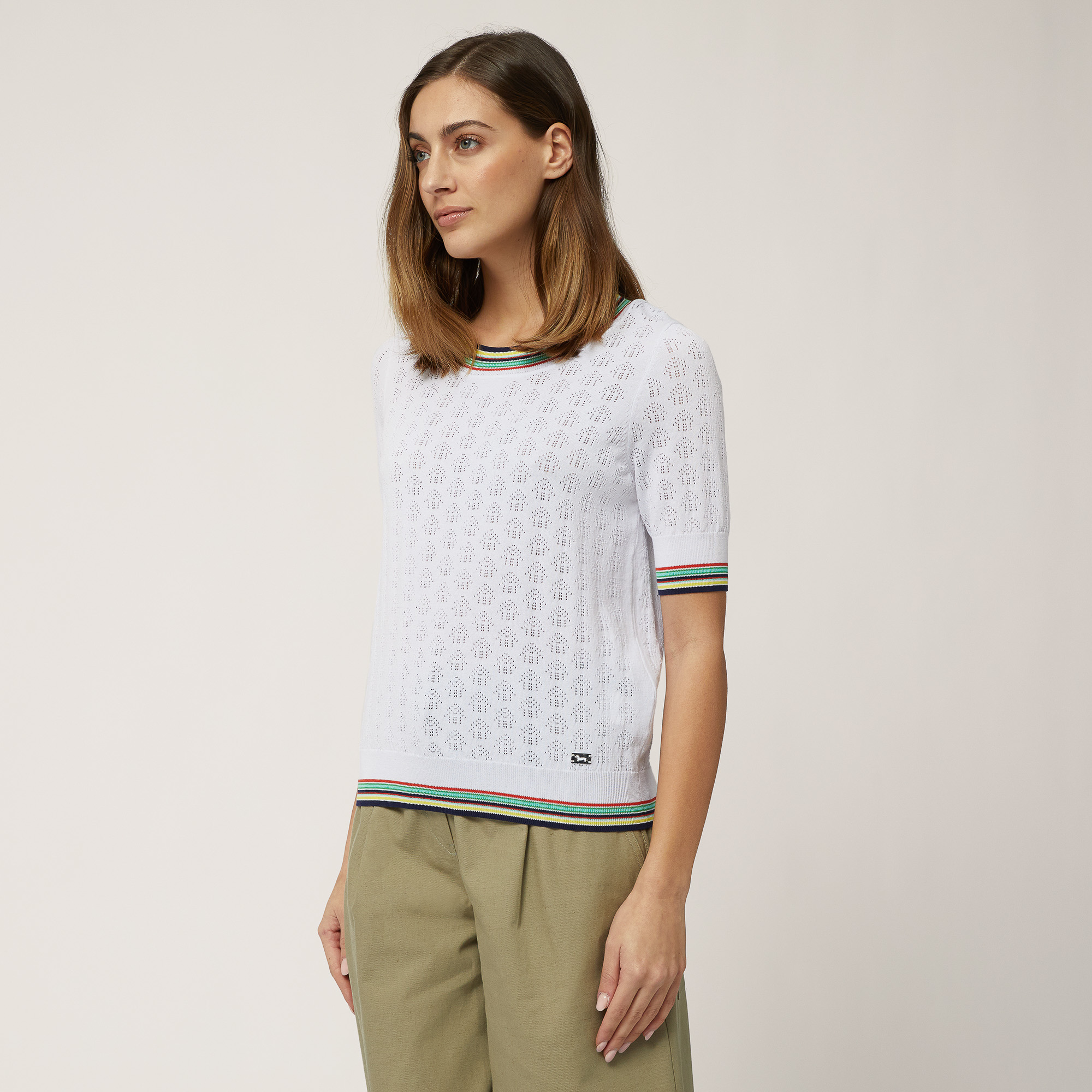 Striped Openwork T-Shirt