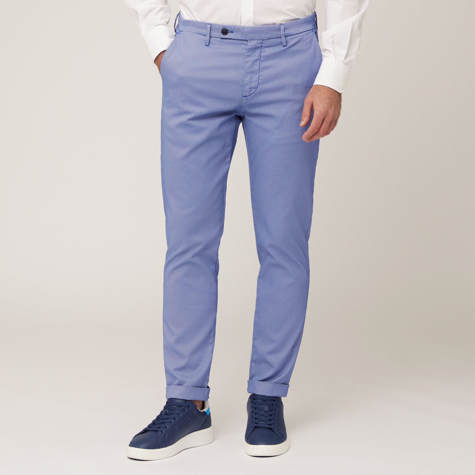 Stretch Cotton-Blend Pants, Hydrangea, large image number 0