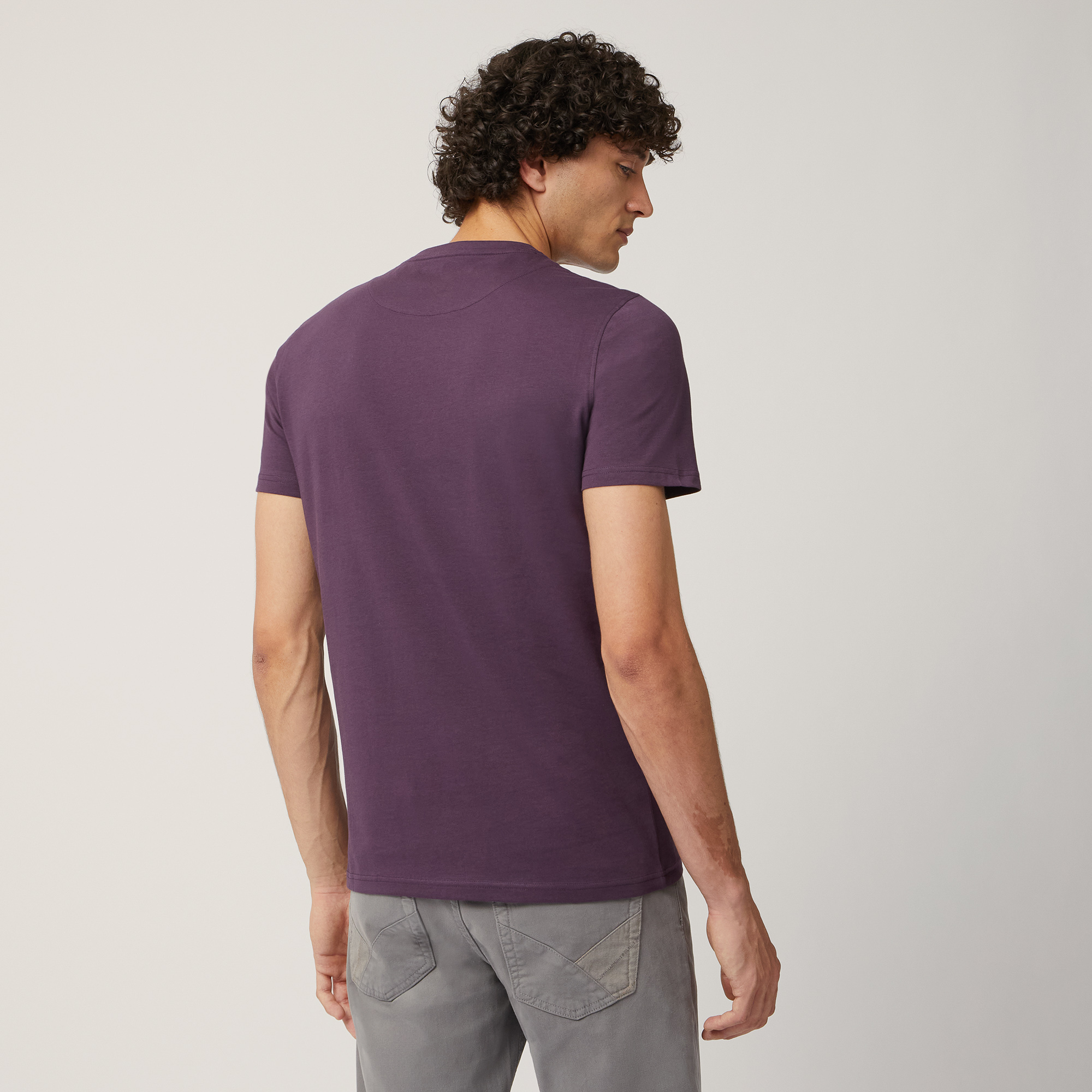 Narrow T-Shirt with Dachshund, Plum, large image number 1