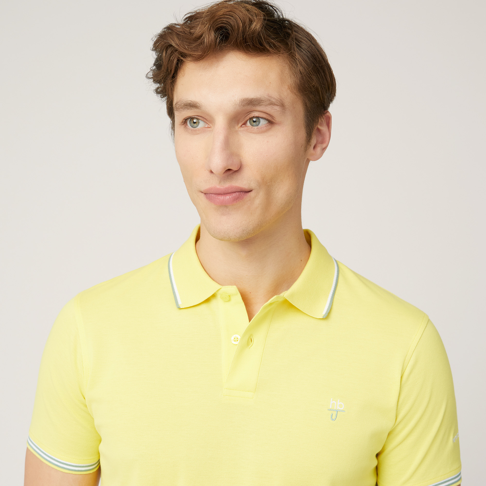 Polo with Contrasting Stripes, Lemon Yellow, large image number 2