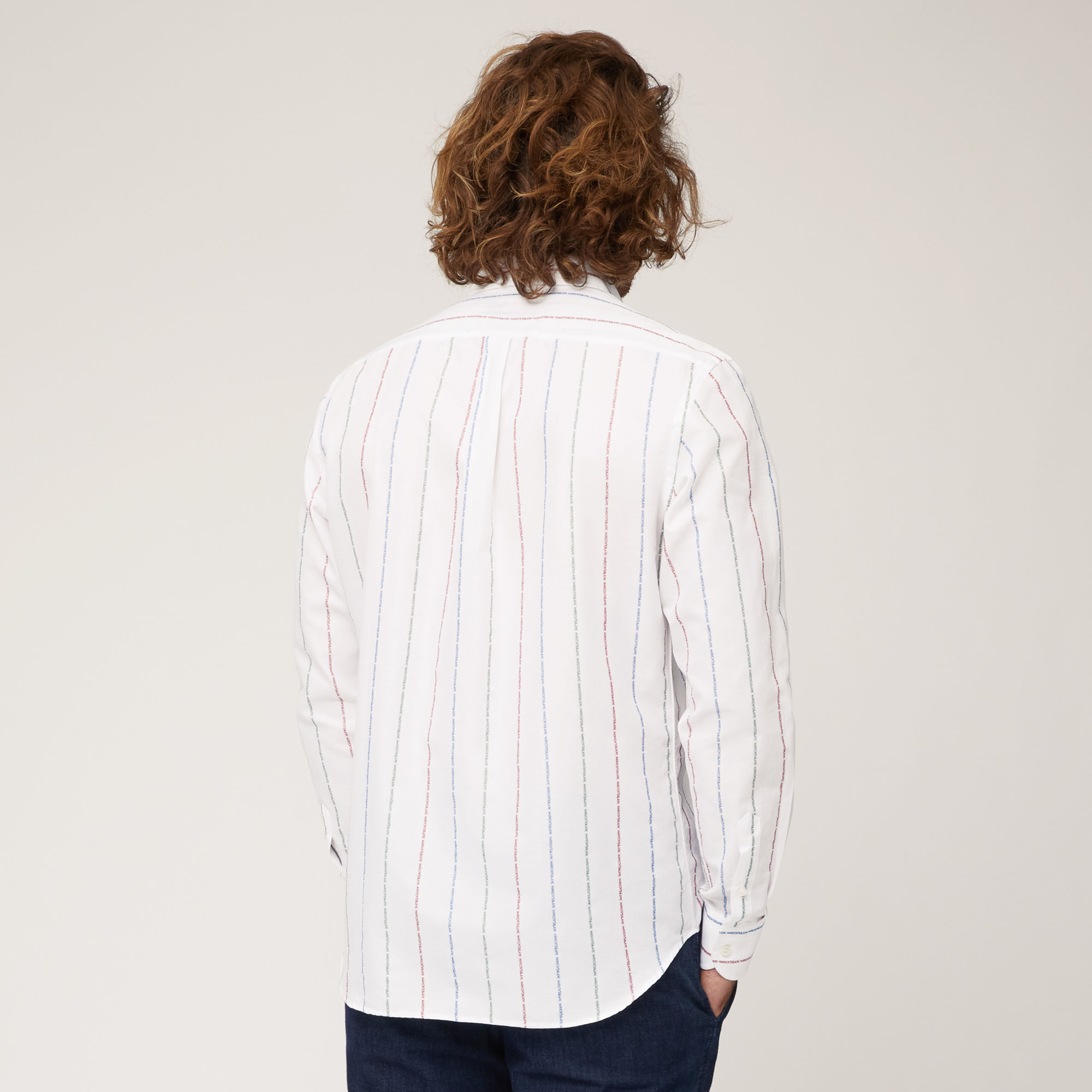 Cotton Shirt with Branded Stripes