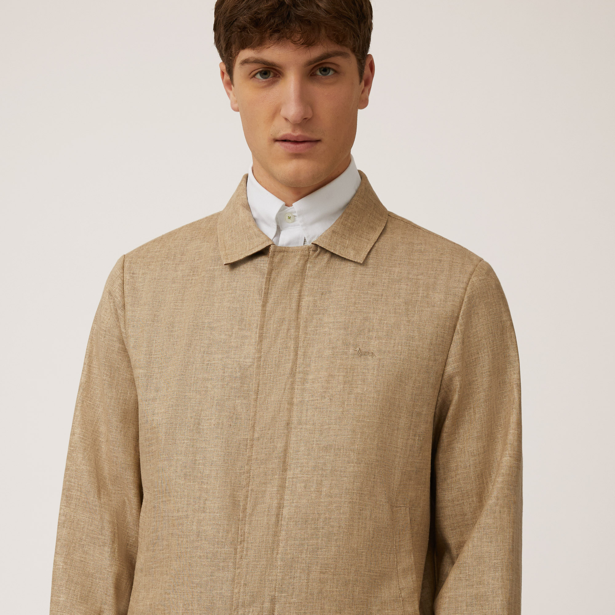 Bomber In Misto Lino, Beige, large image number 2