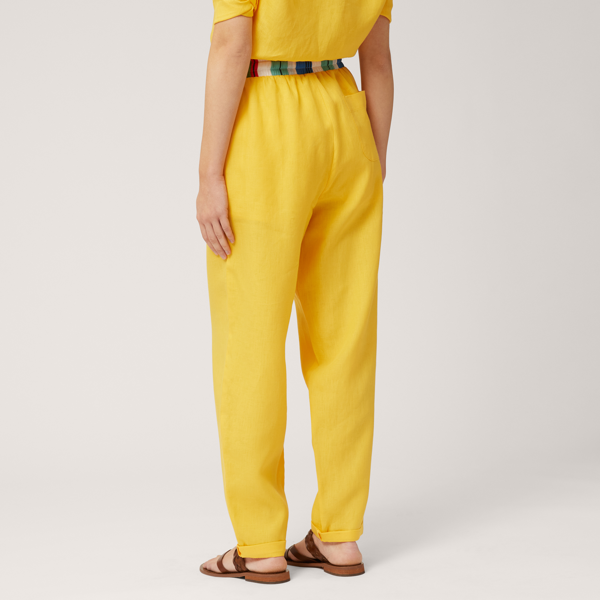 Pants with Printed Waist, Canary Yellow, large image number 1