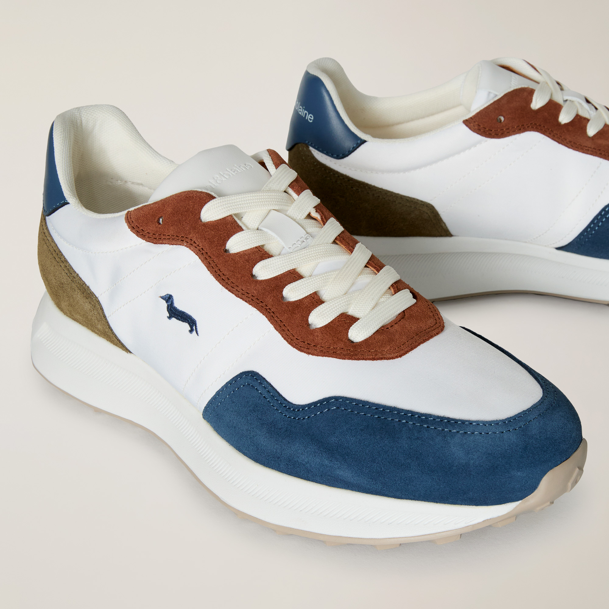 Sneaker with two-tone sole, Navy/Cream, large image number 3