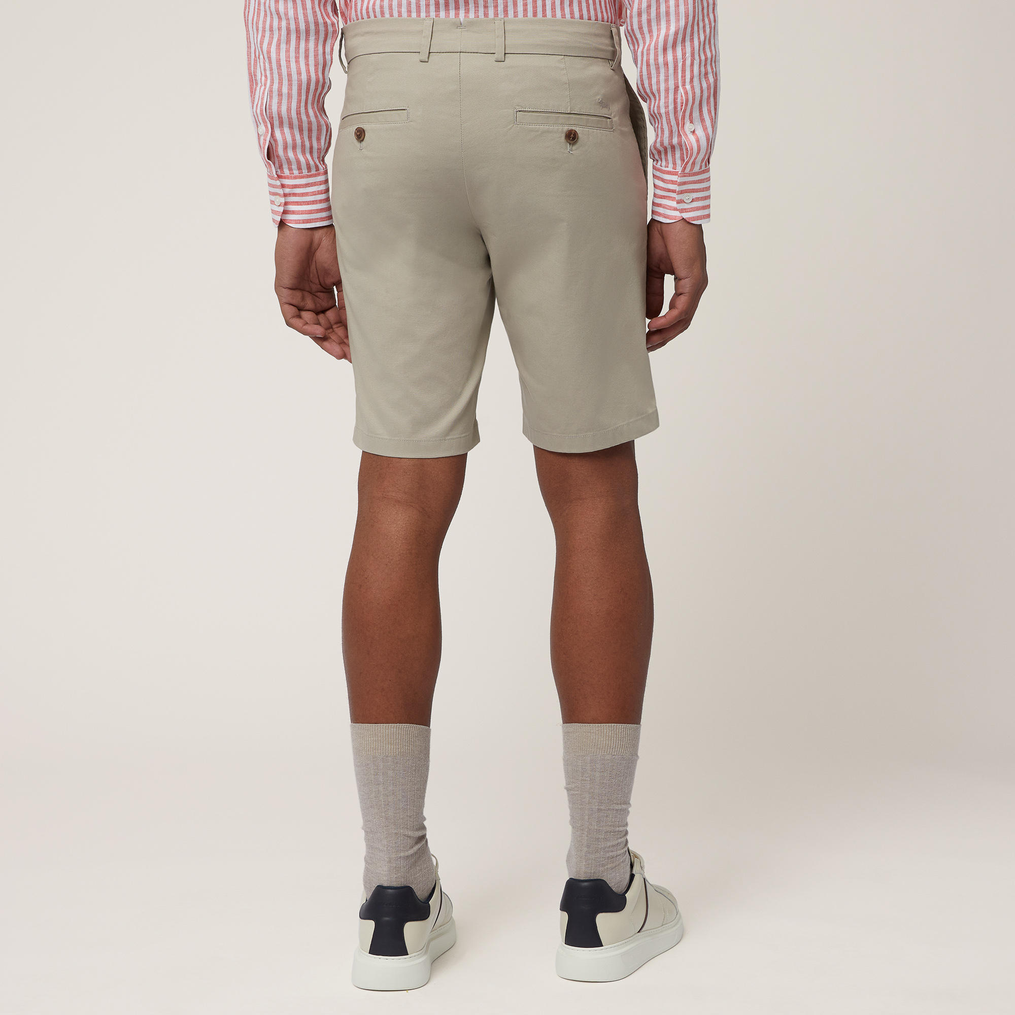 Stretch Cotton Bermuda Shorts, Sand, large image number 1