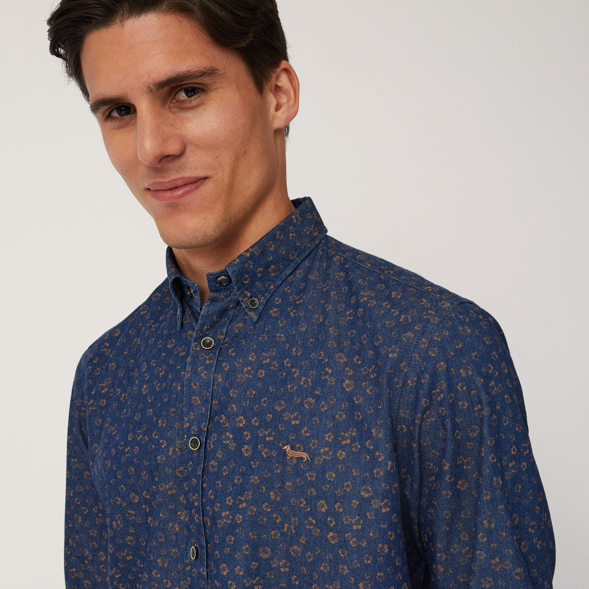 Shirt with All-Over Floral Pattern, Blue, large image number 2