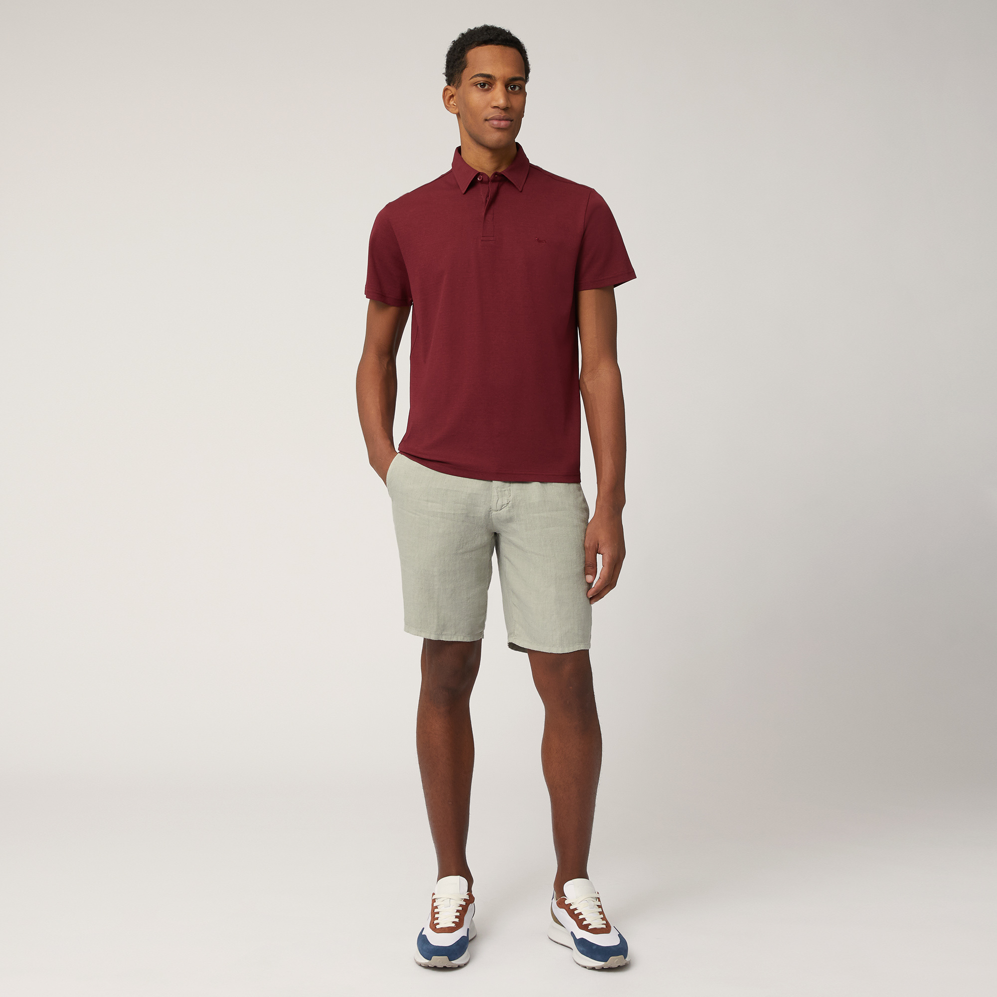 Solid Color Cotton Polo, Burgundy, large image number 3