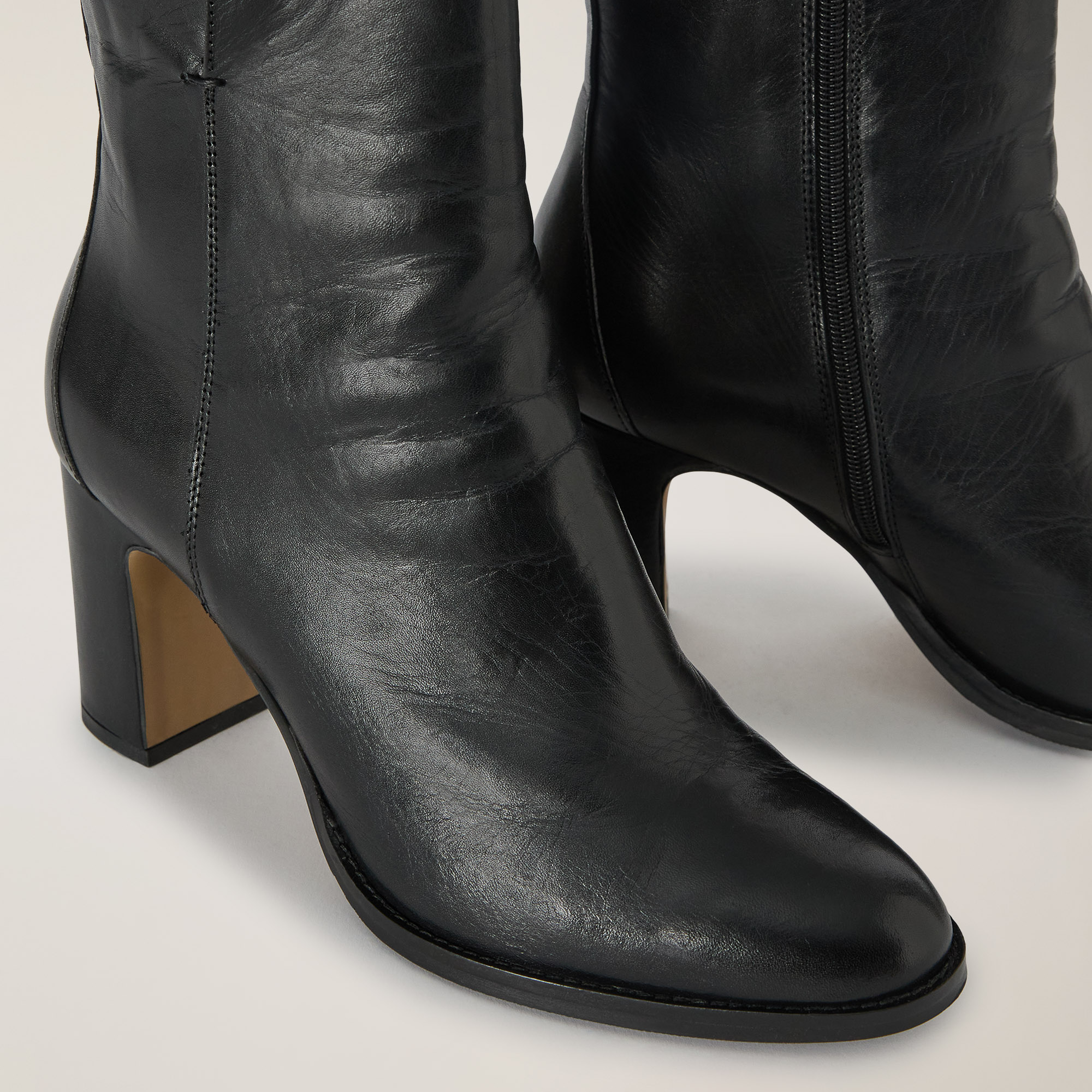 Genuine Leather Ankle Boots, Nero, large image number 3