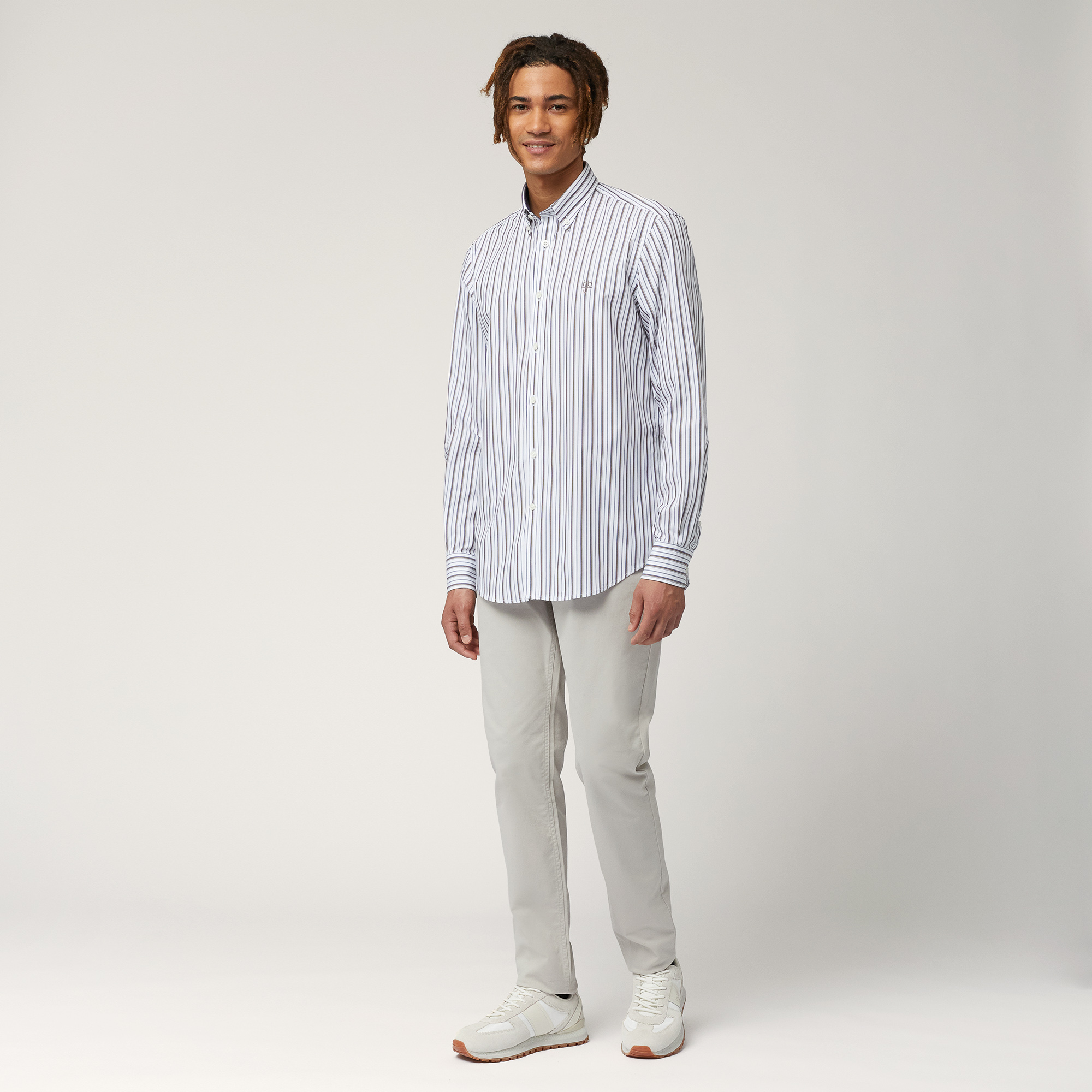 Vertical-Striped Shirt, Beige, large image number 3