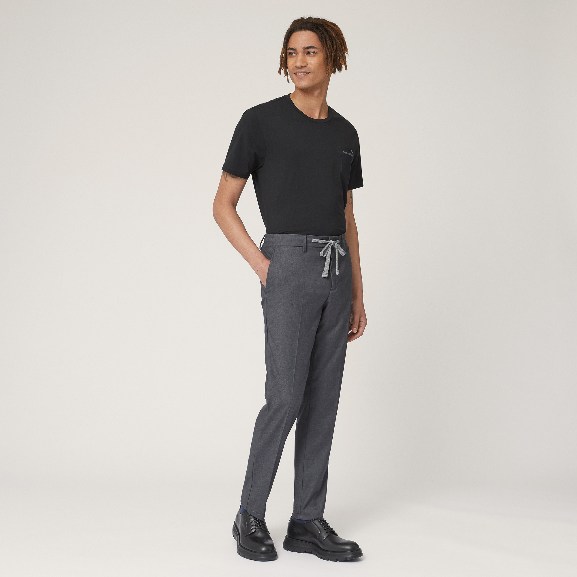 Pantaloni Jogger Con Coulisse, Grigio, large image number 3