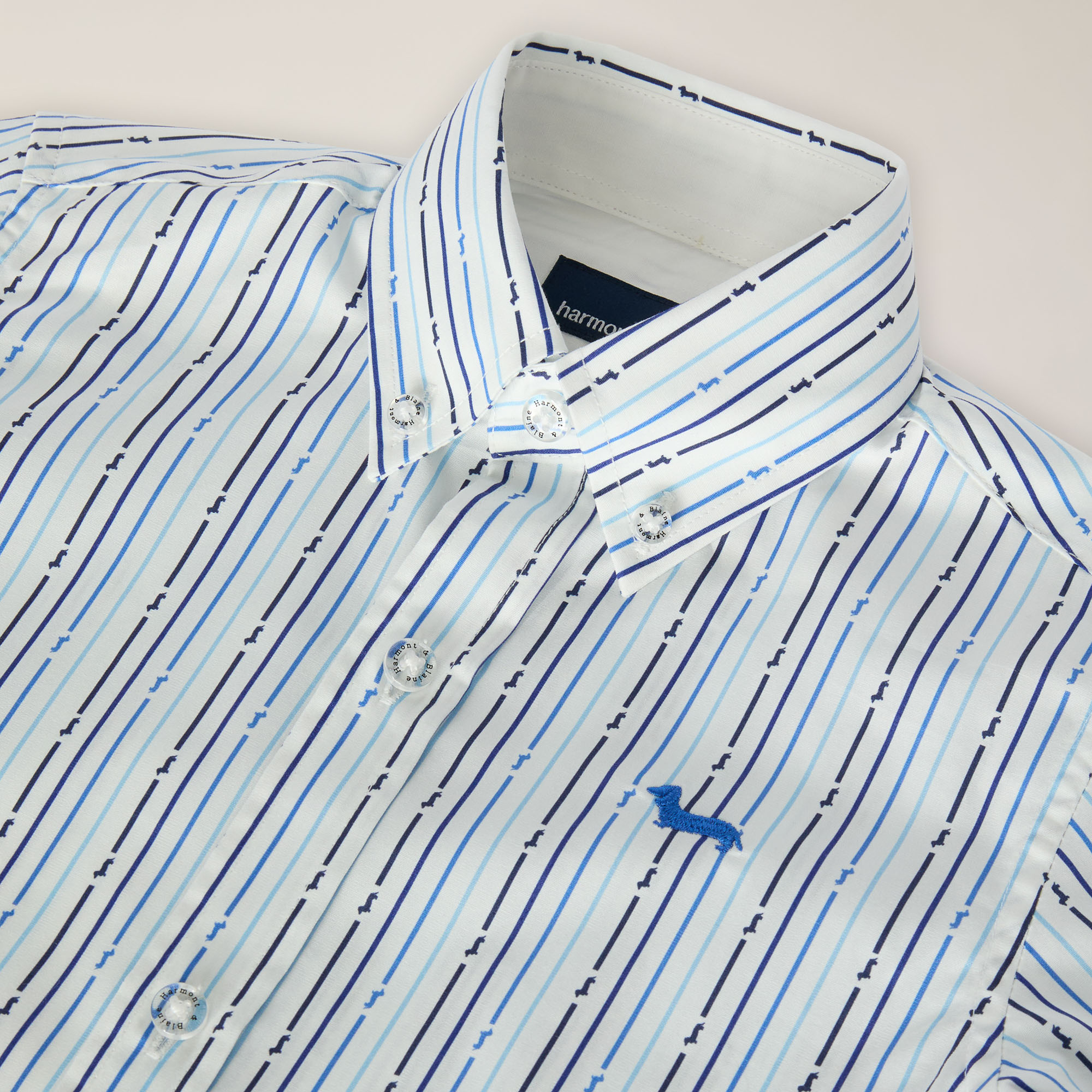 Striped Shirt With Dachshunds And Embroidered Logo, Light Blue, large image number 2