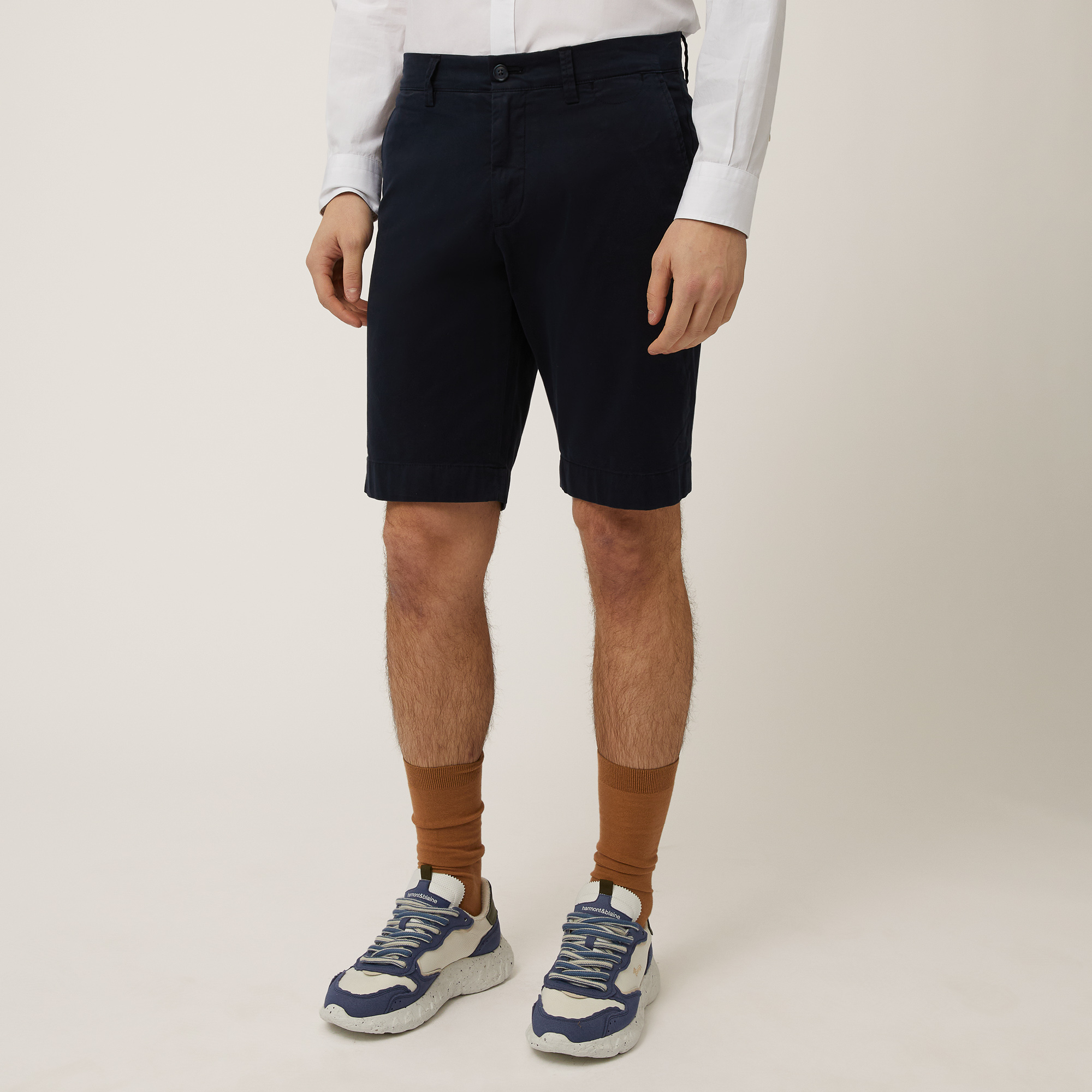 Cotton Bermuda Shorts, Navy Blue, large image number 0