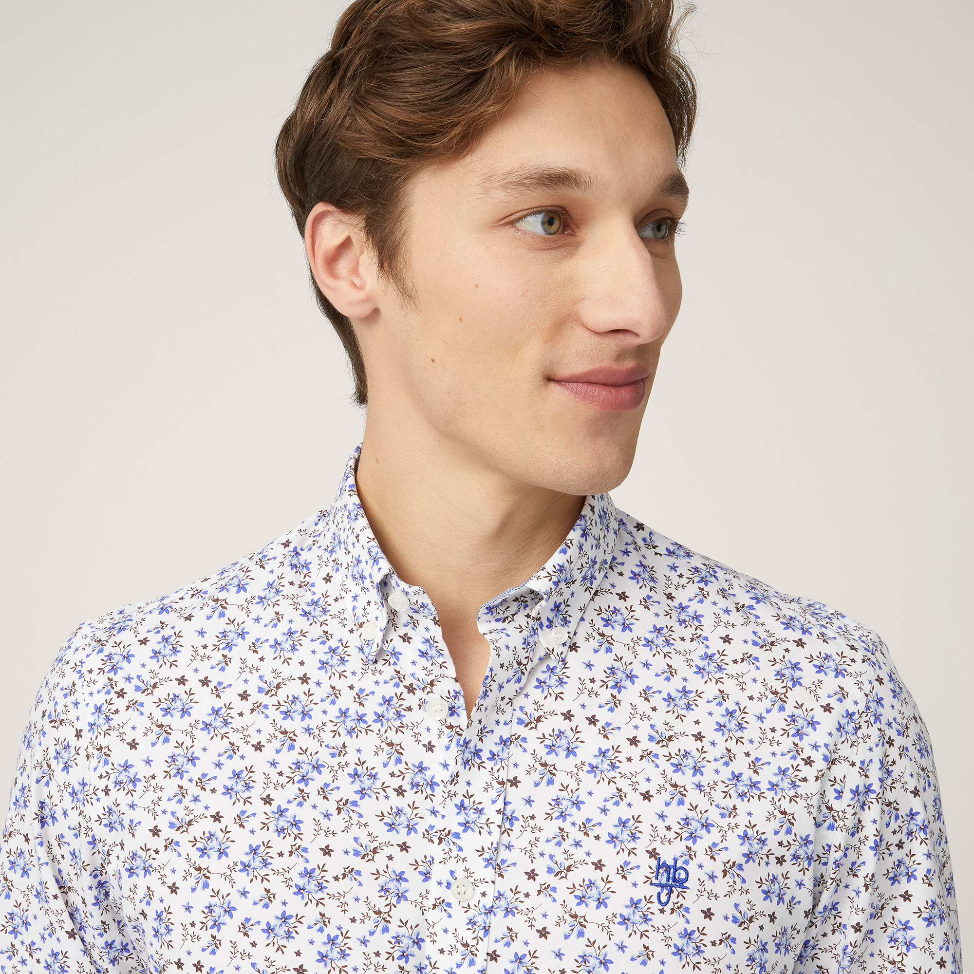 Cotton Floral Shirt, Electric Blue, large image number 2