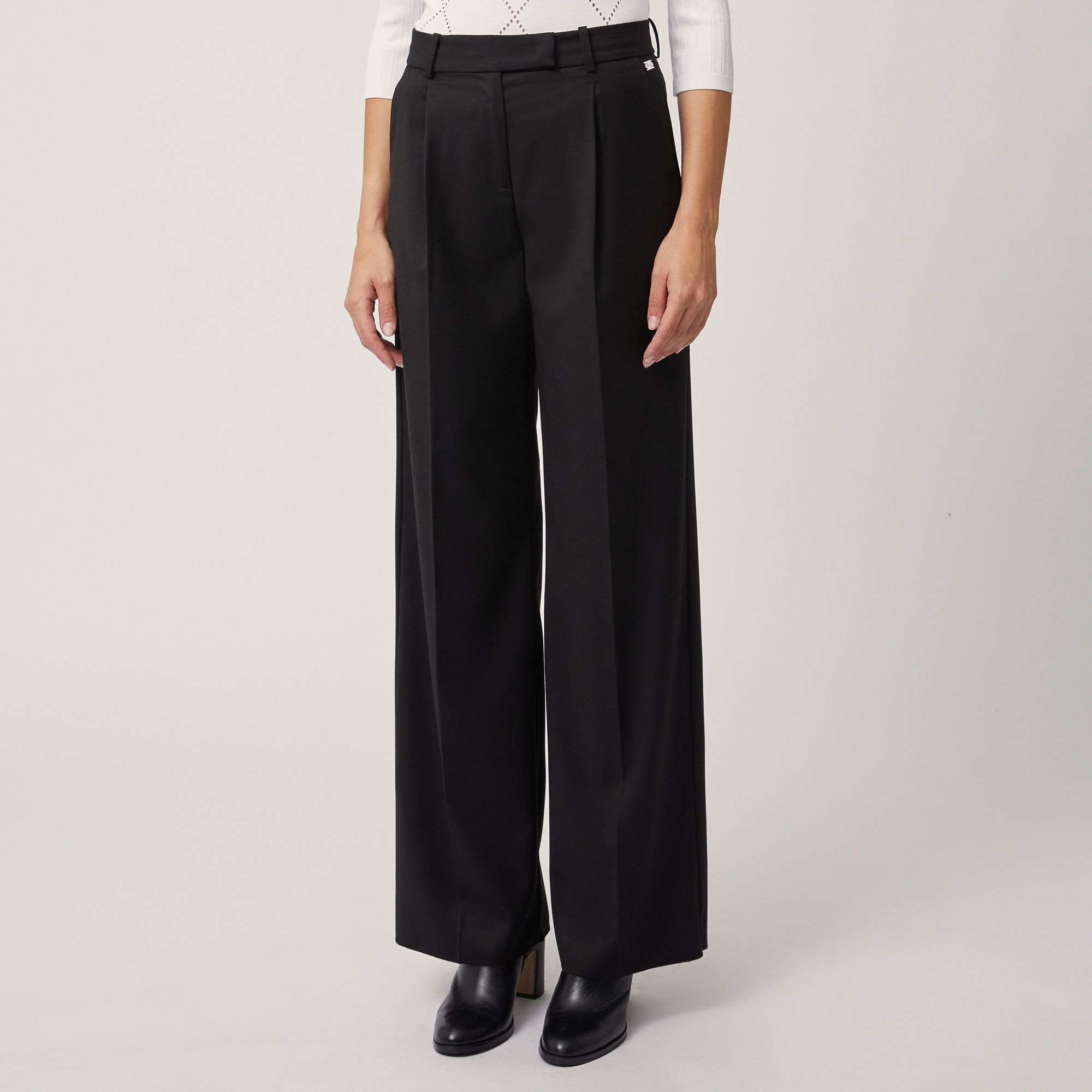 Pants with Pleats, Black , large