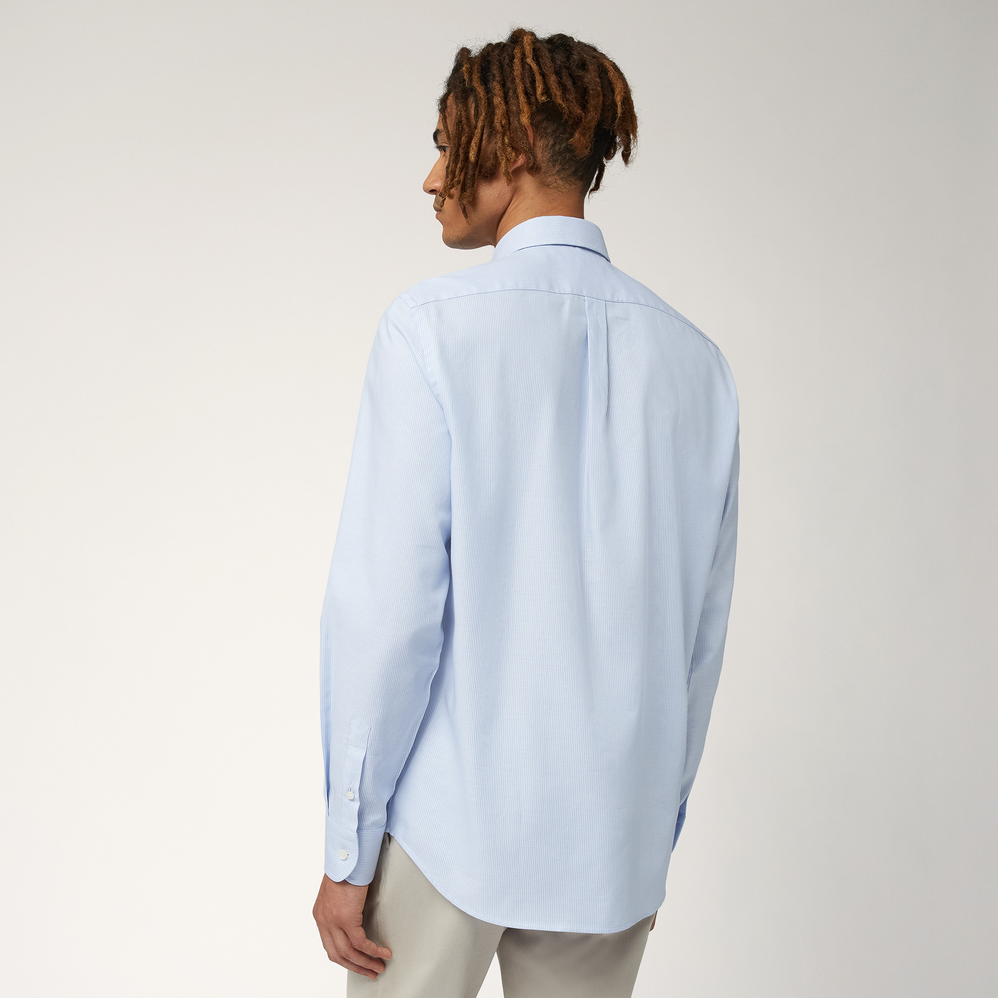 Fine-Striped Shirt, Light Blue, large image number 1