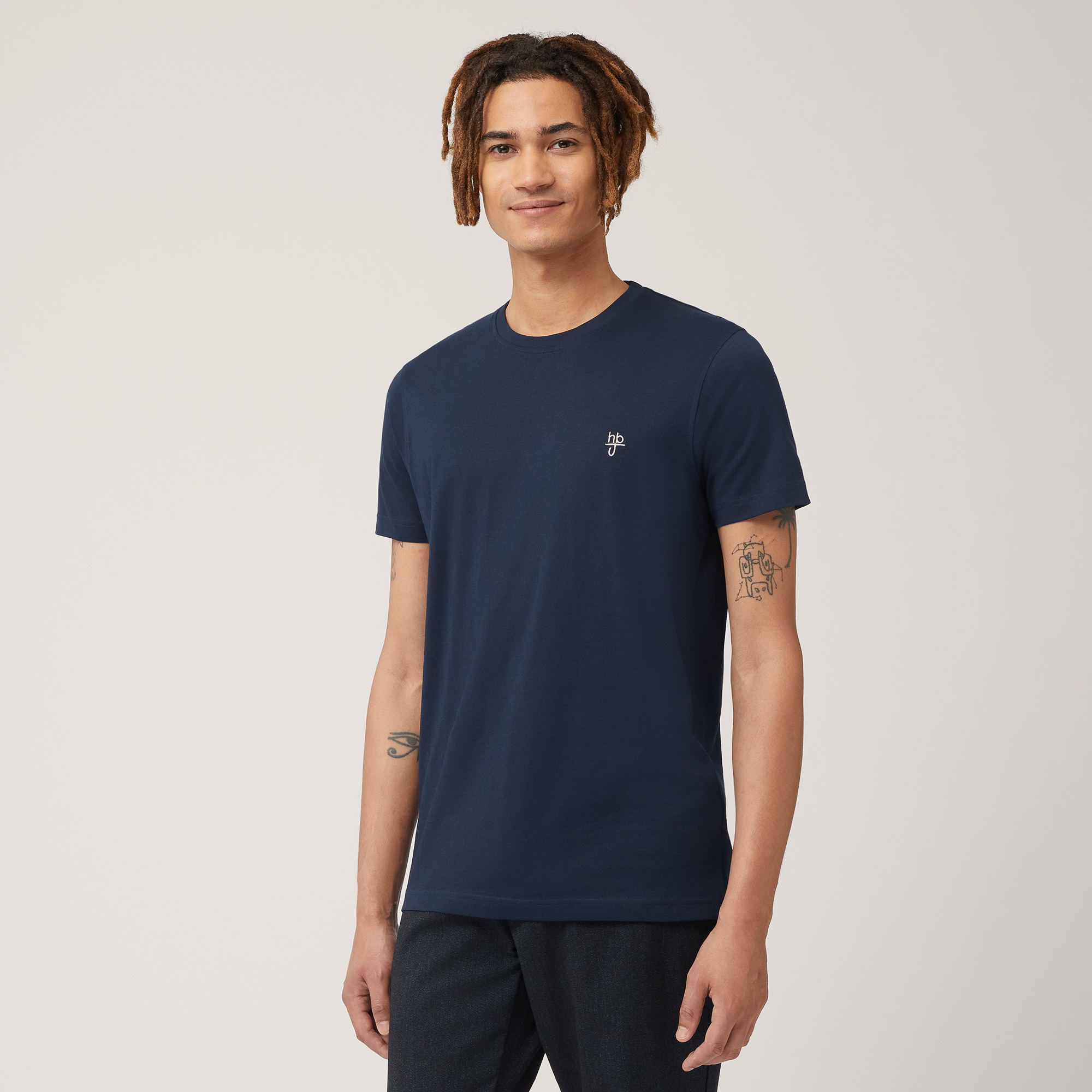 T-Shirt Con Monogram, Blu, large image number 0