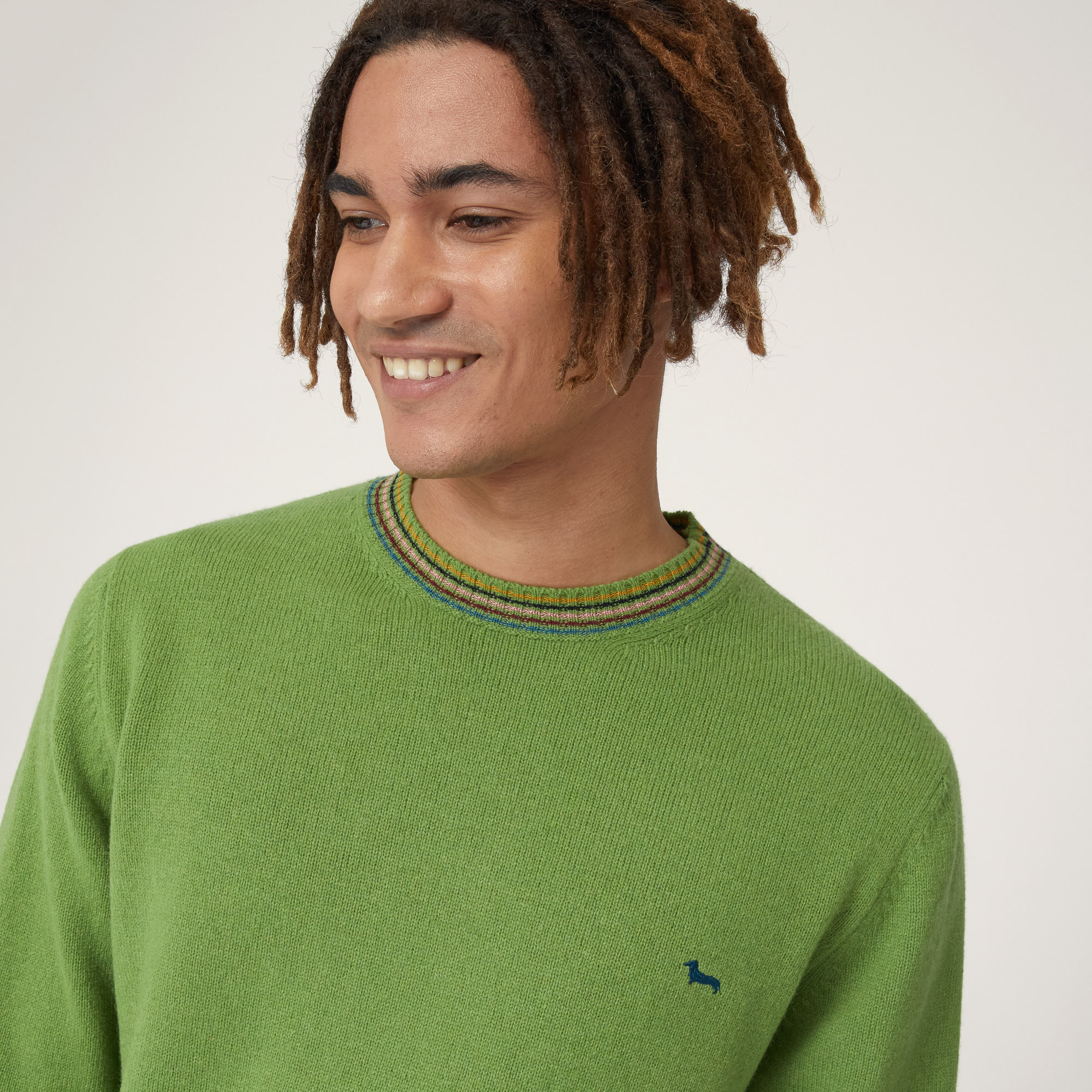 Pullover with Striped Edges, Green, large image number 2