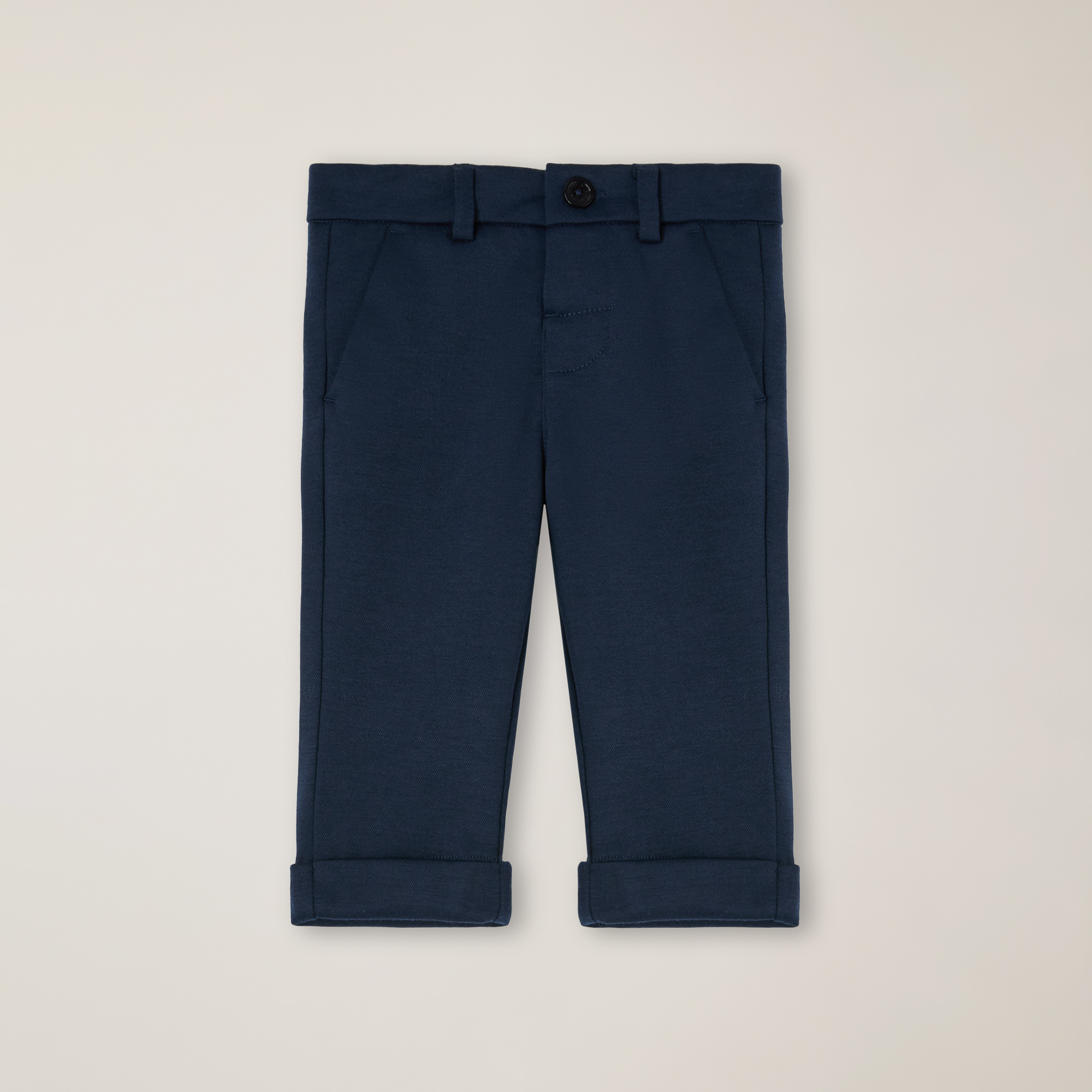 Regular Jersey-Stitch Pants With Logo Embroidery, Navy Blue, large image number 0